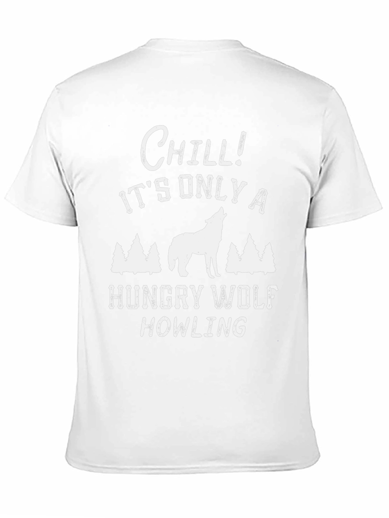 Chill Hungry Wolf Howling Mens Graphic Tee