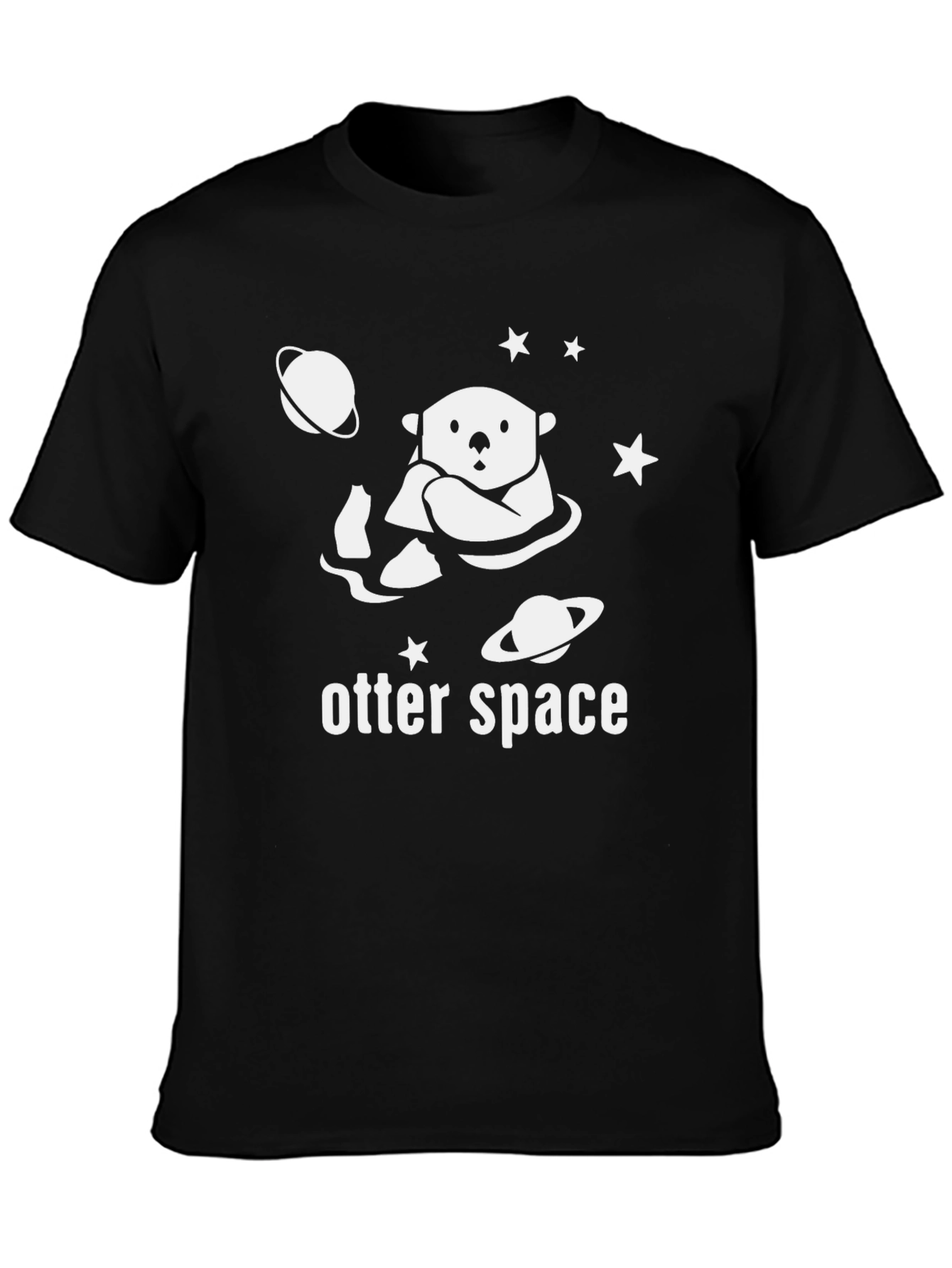 Otter Space Graphic Tee - Black Cotton T-Shirt