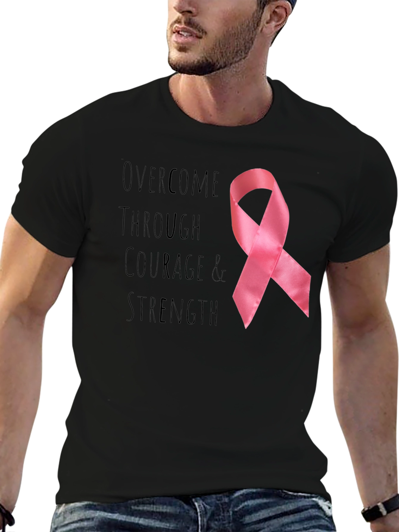 Courage & Strength Breast Cancer Awareness Ribbon T-Shirt