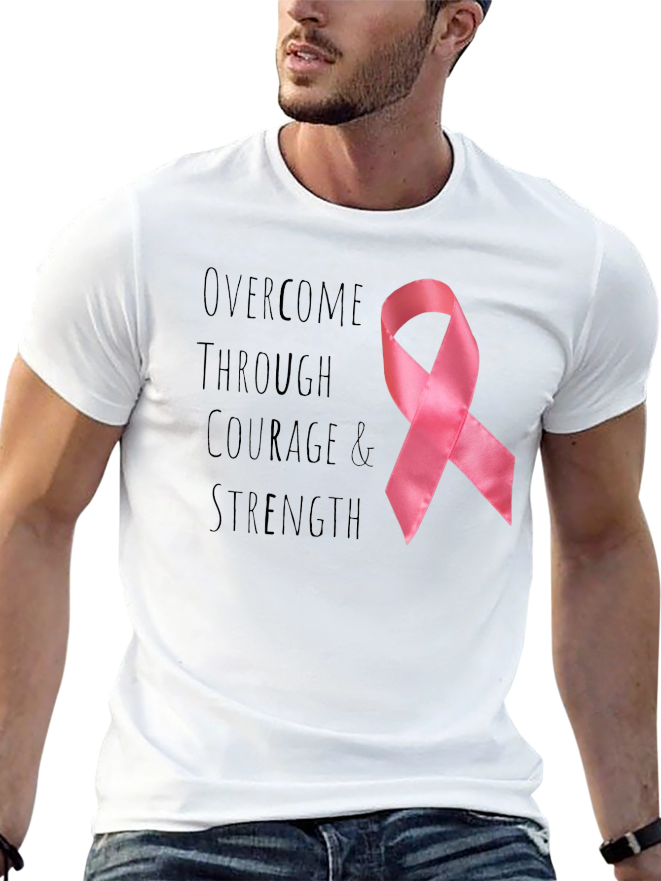 Courage & Strength Breast Cancer Awareness Ribbon T-Shirt