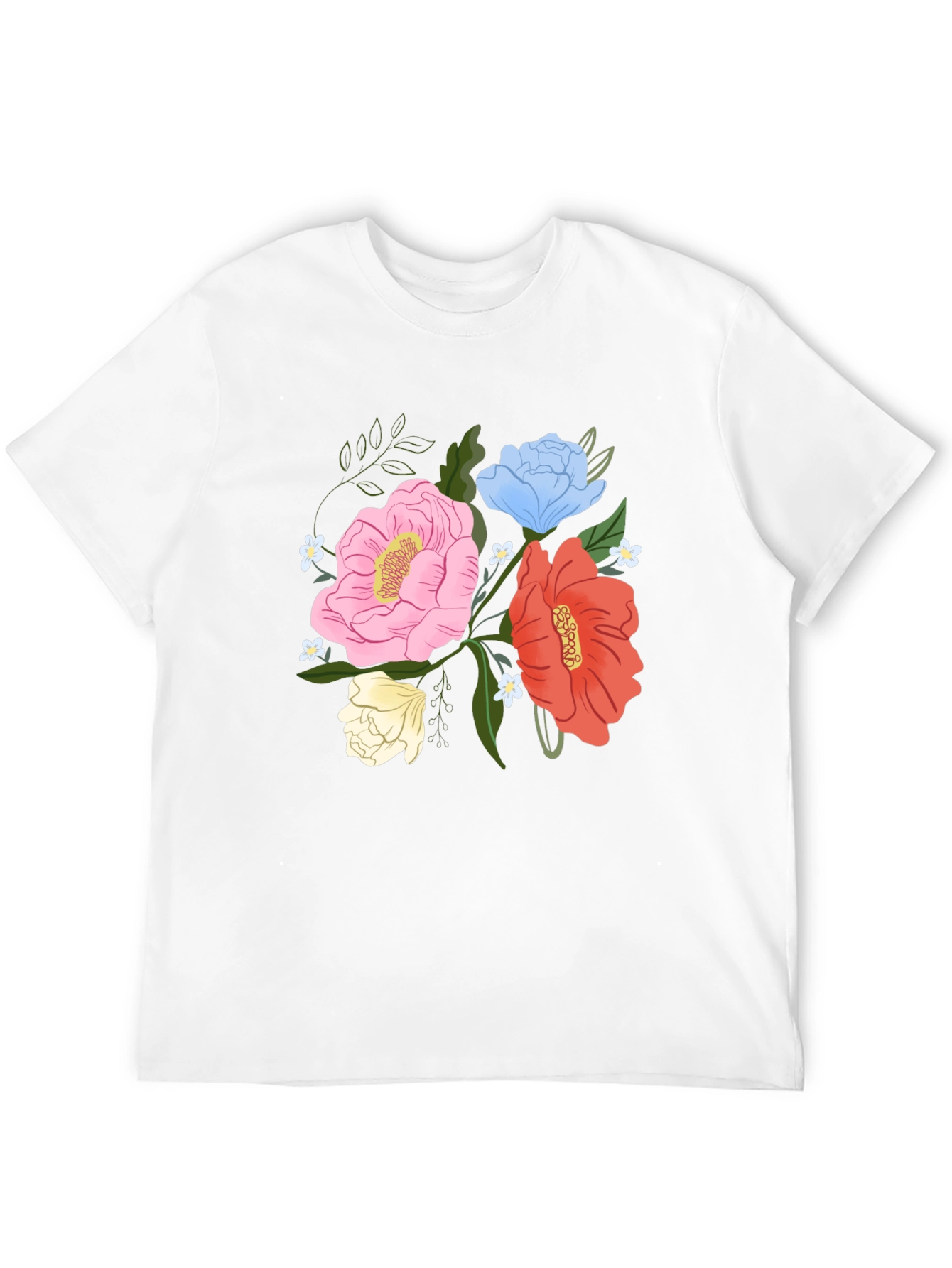 Floral Graphic Mens Black T-Shirt
