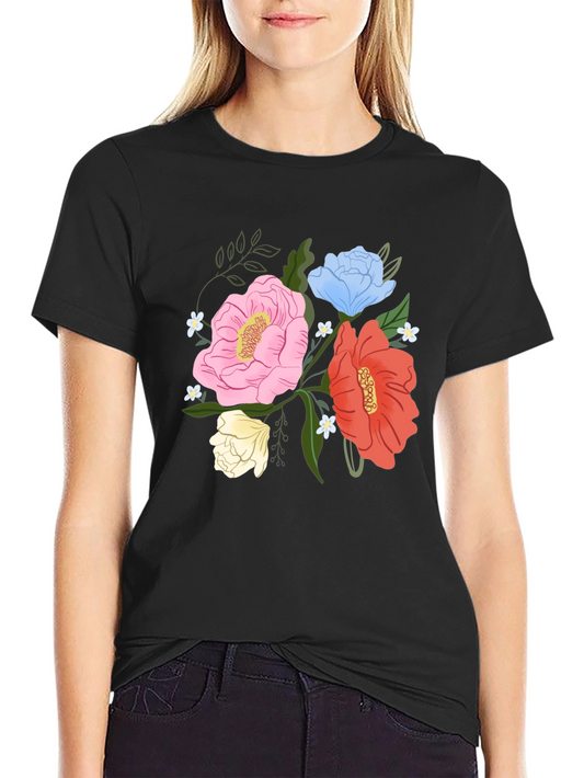 Floral Graphic Mens Black T-Shirt