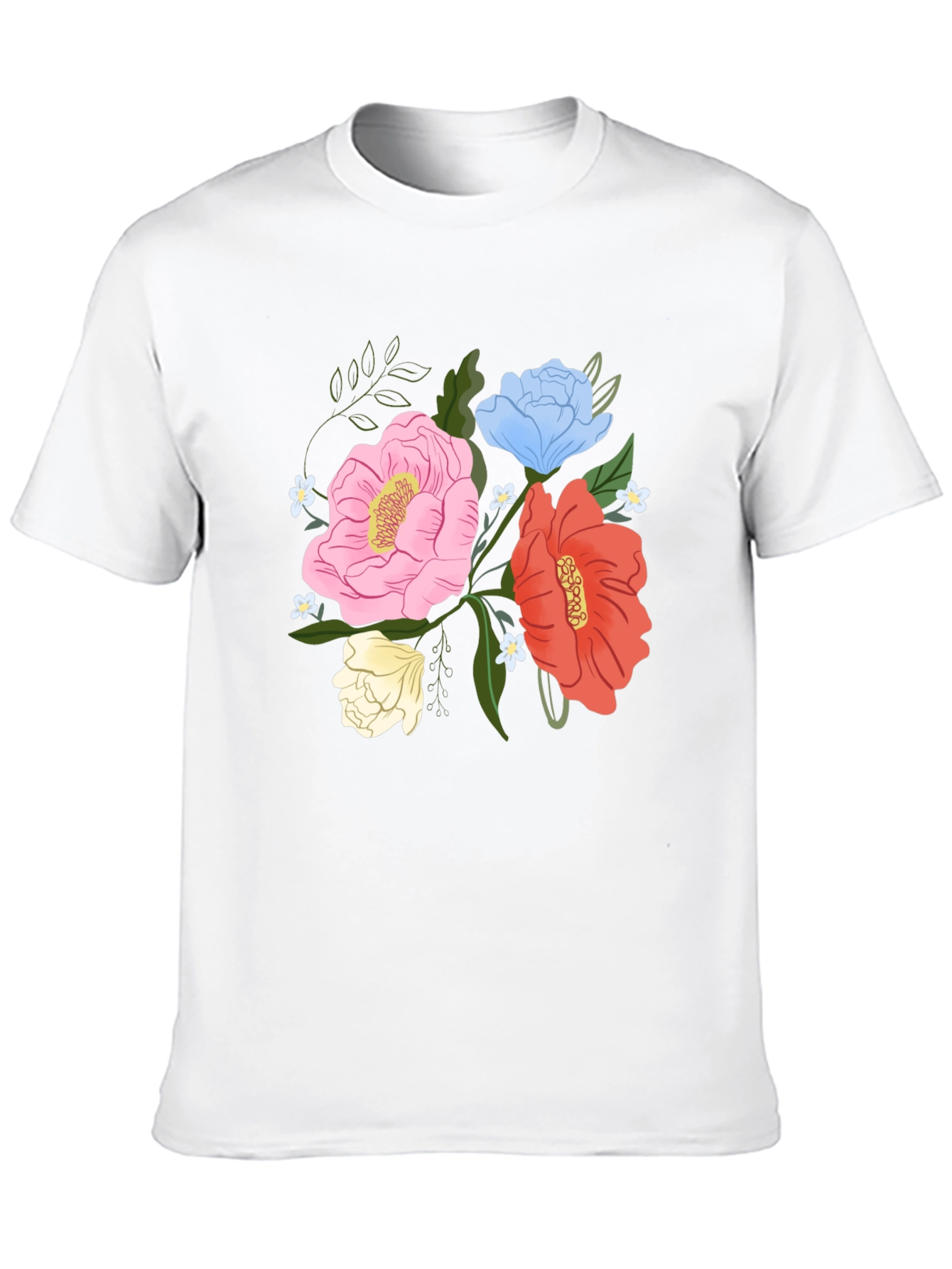 Floral Graphic Mens Black T-Shirt