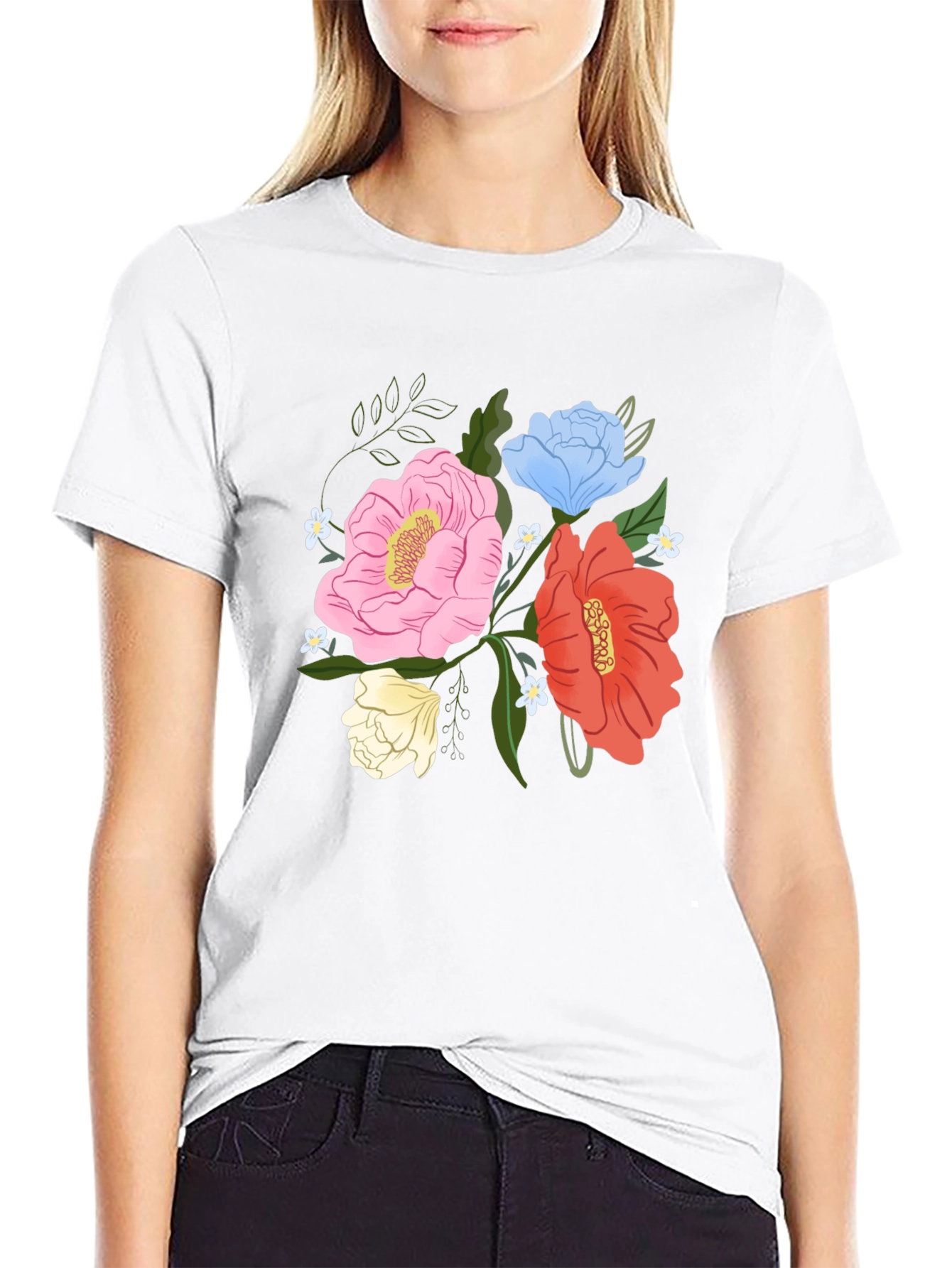 Floral Graphic Mens Black T-Shirt