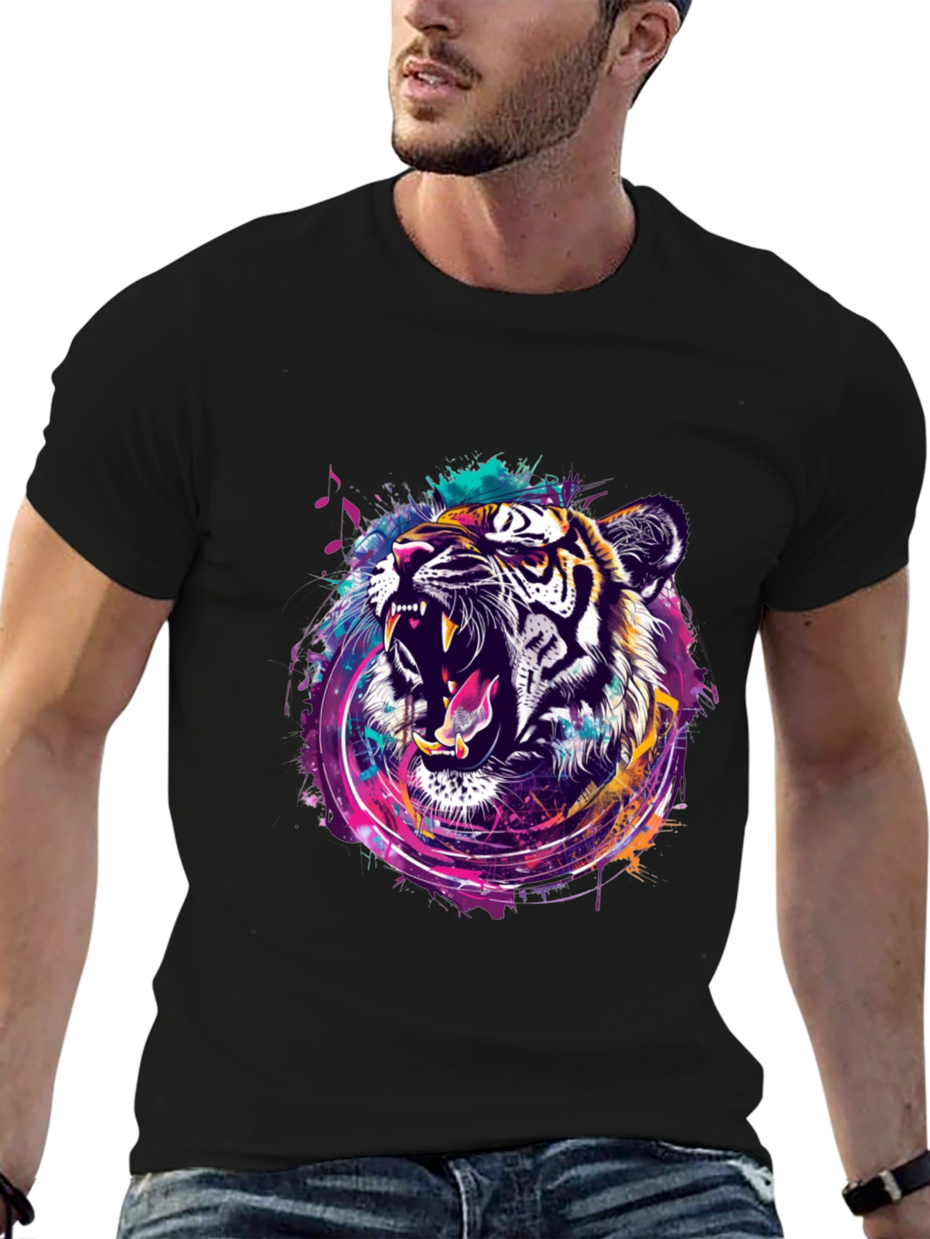Vibrant Tiger Graphic T-Shirt - Bold Animal Print