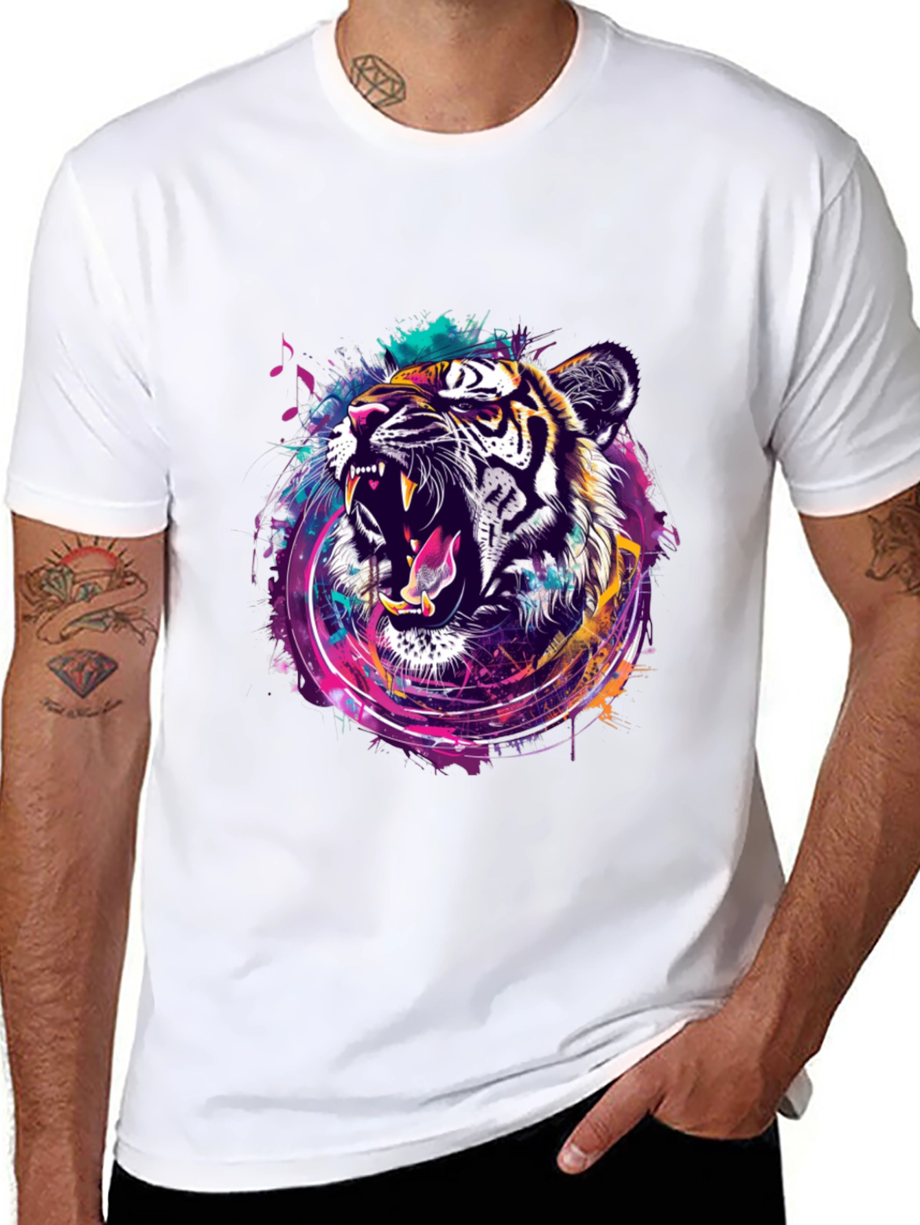 Vibrant Tiger Graphic T-Shirt - Bold Animal Print