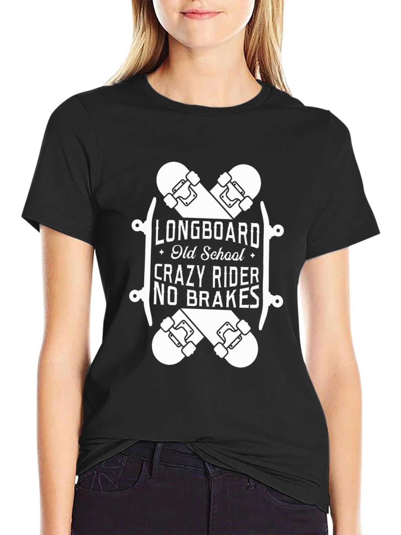 Longboard Crazy Rider Black T-Shirt