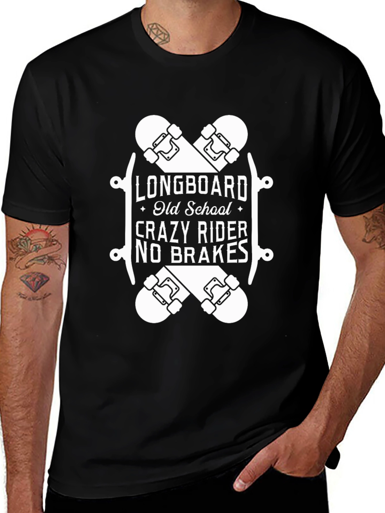 Longboard Crazy Rider Black T-Shirt