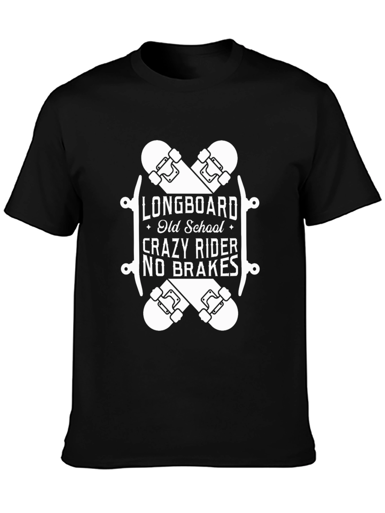 Longboard Crazy Rider Black T-Shirt