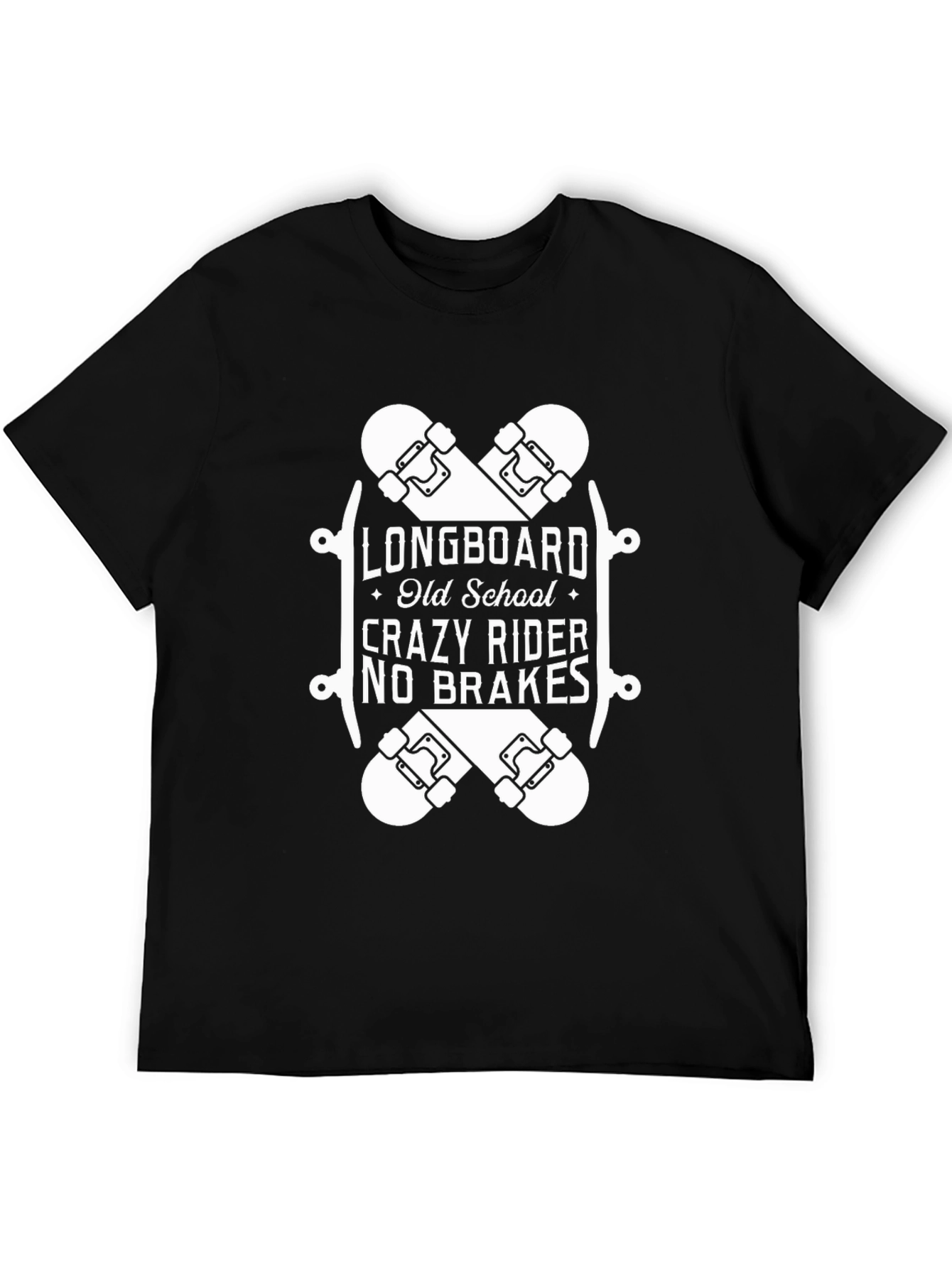 Longboard Crazy Rider Black T-Shirt