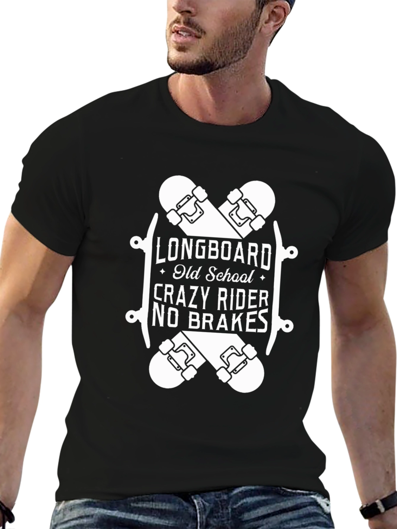 Longboard Crazy Rider Black T-Shirt