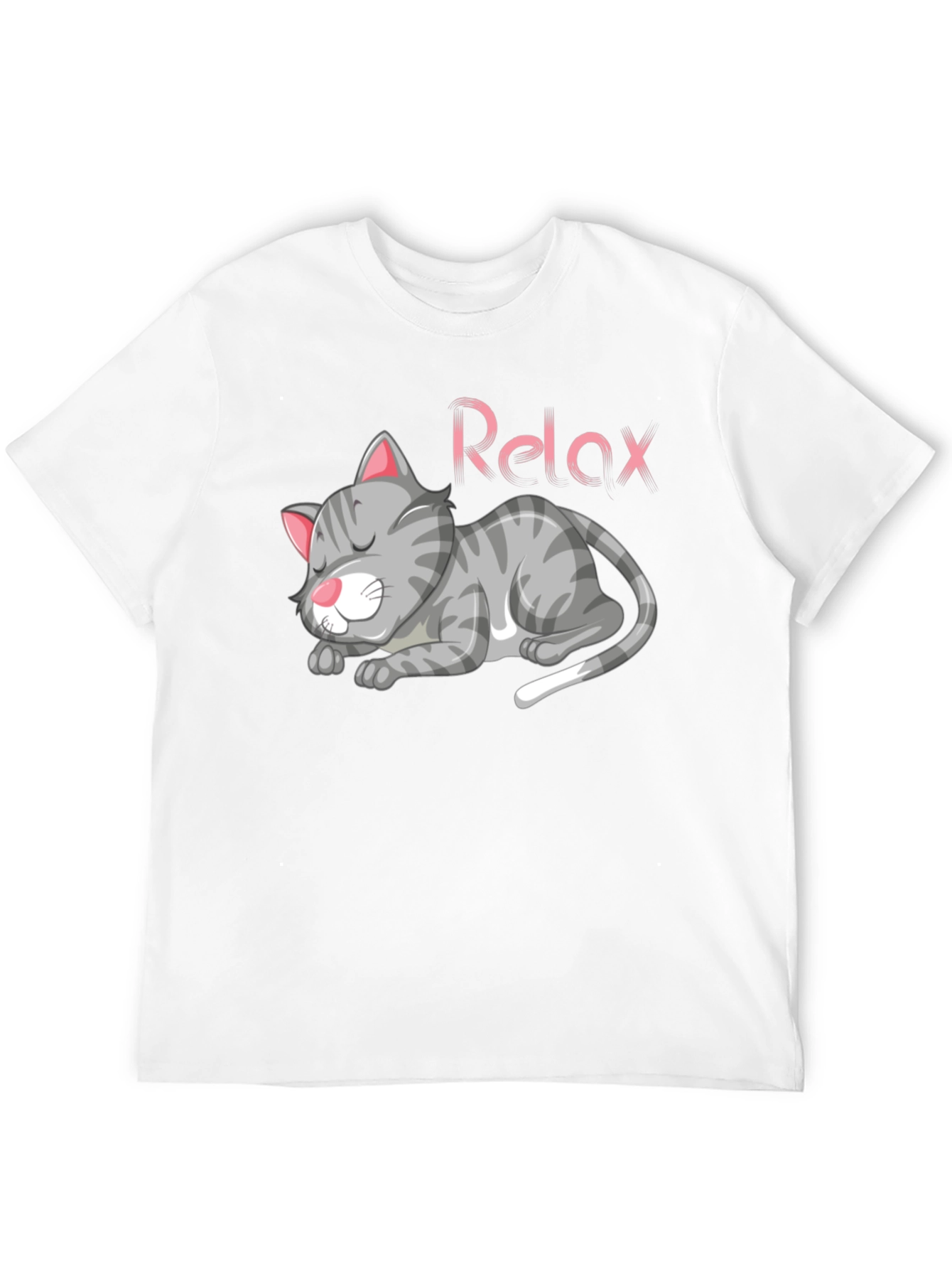 Relaxed Cat Graphic Tee - Black Casual T-Shirt