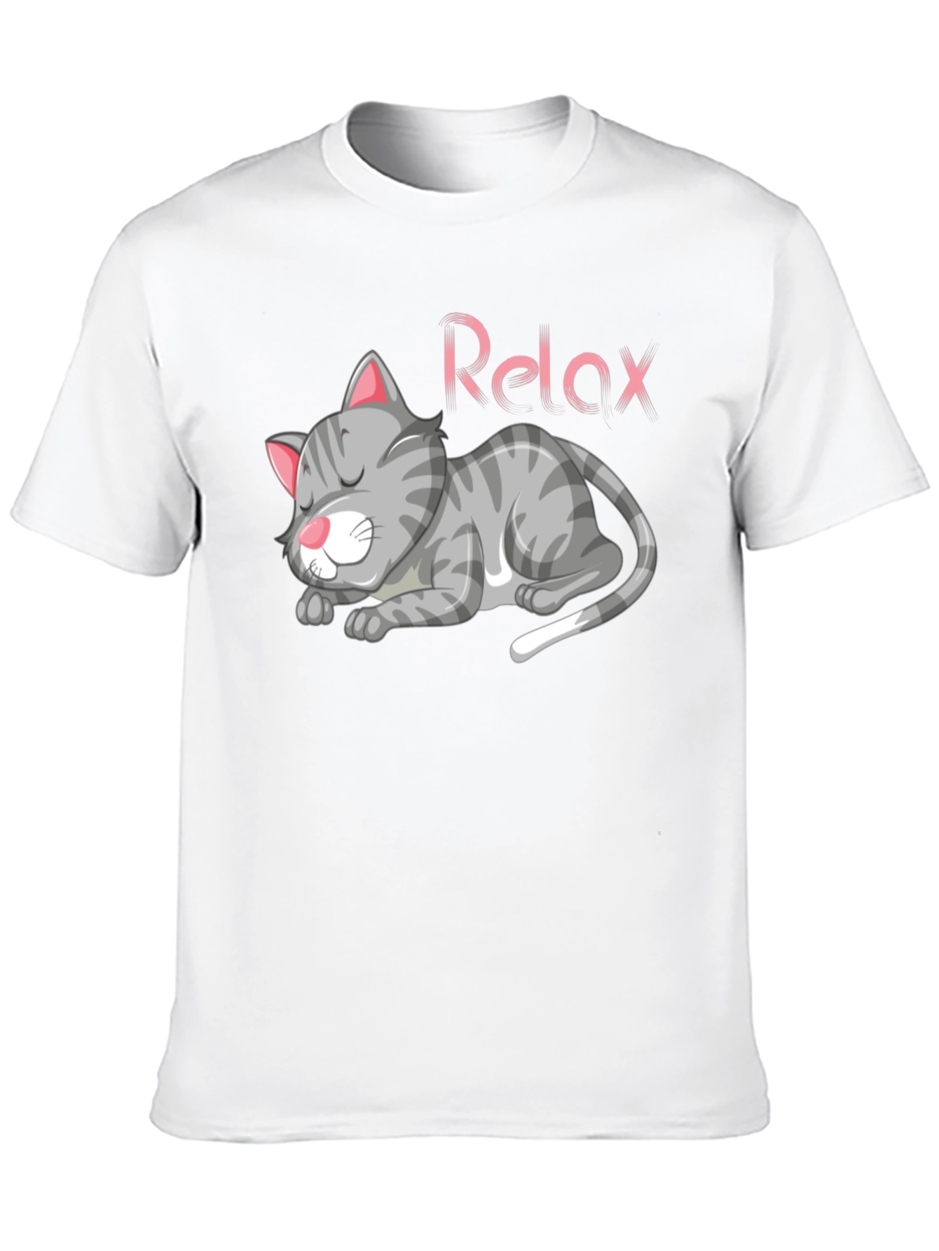 Relaxed Cat Graphic Tee - Black Casual T-Shirt