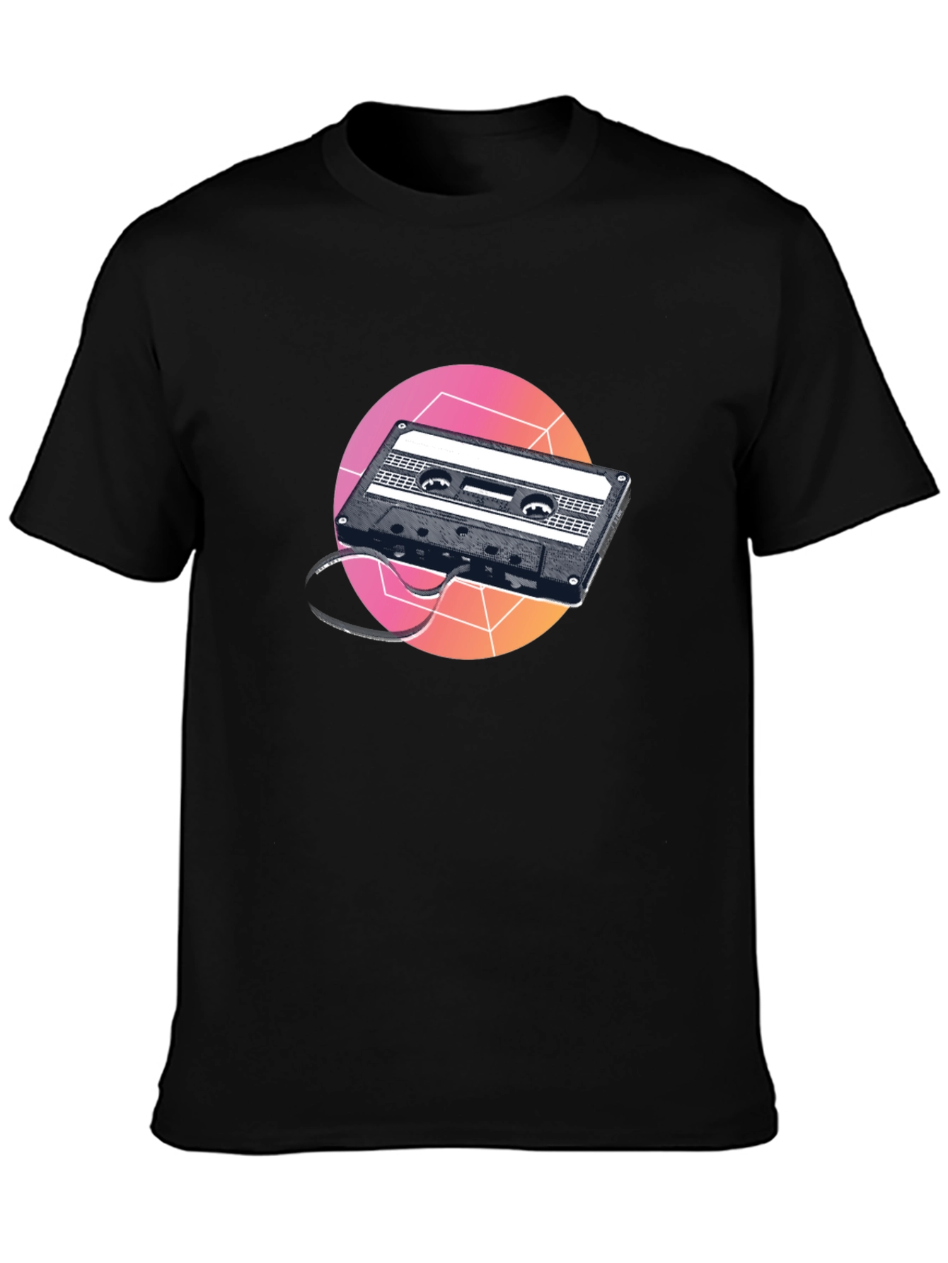 Retro Cassette Tape Graphic Tee - Black