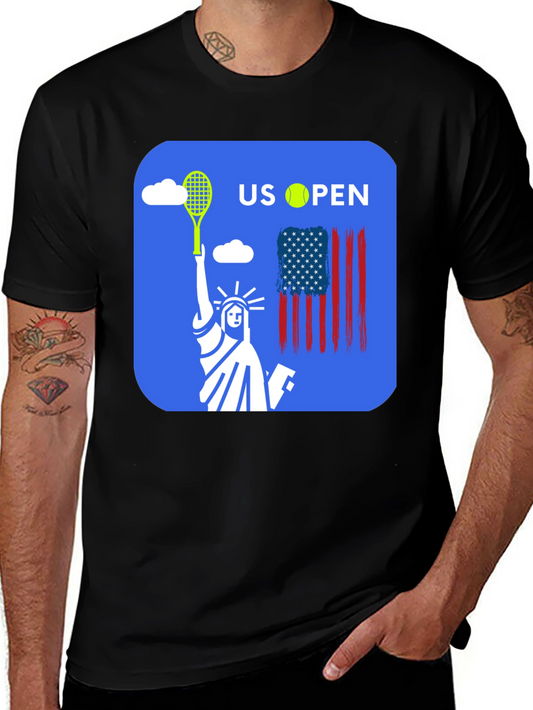 US Open Tennis T-Shirt Statue of Liberty Black Tee
