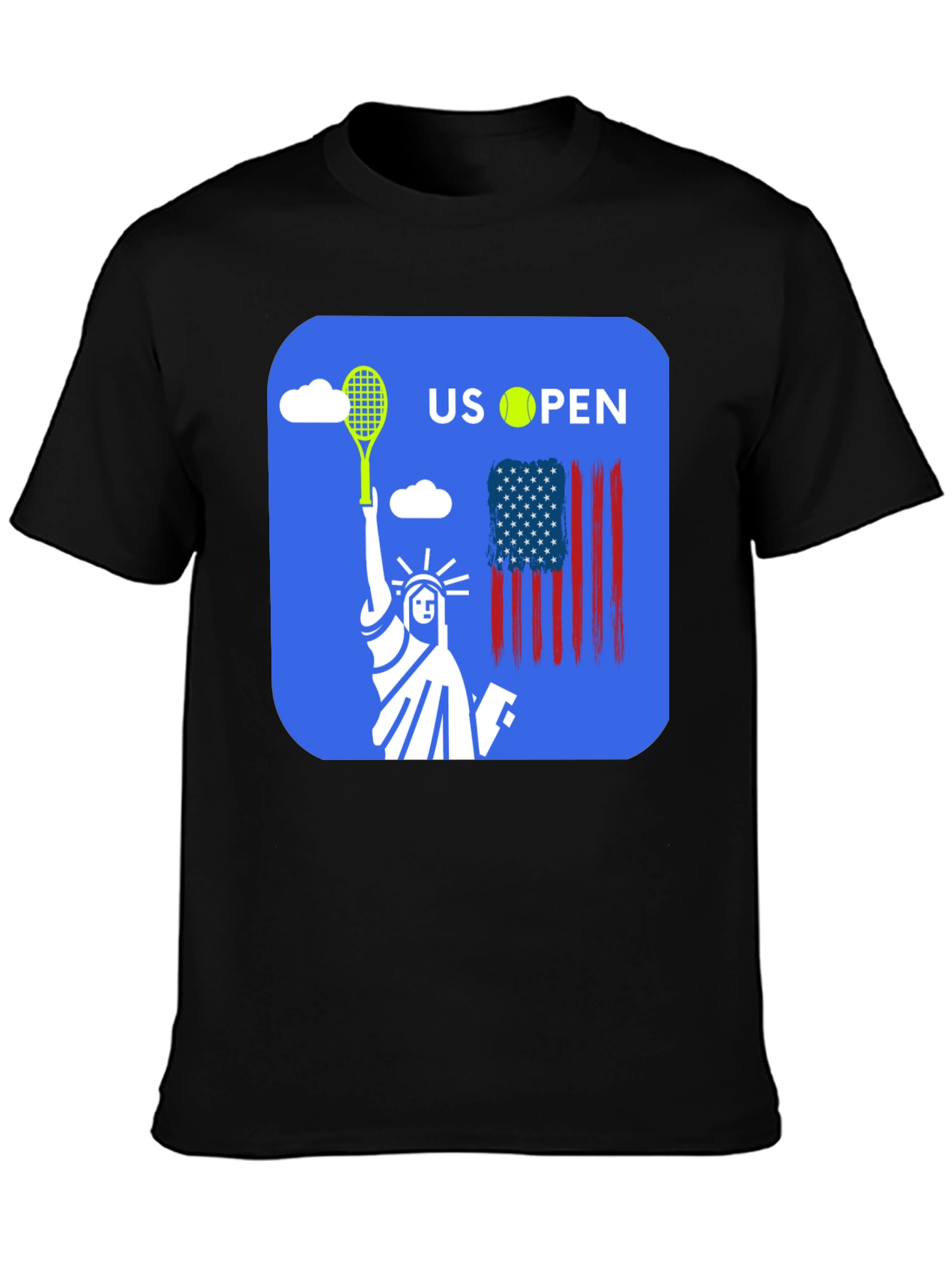 US Open Tennis T-Shirt Statue of Liberty Black Tee
