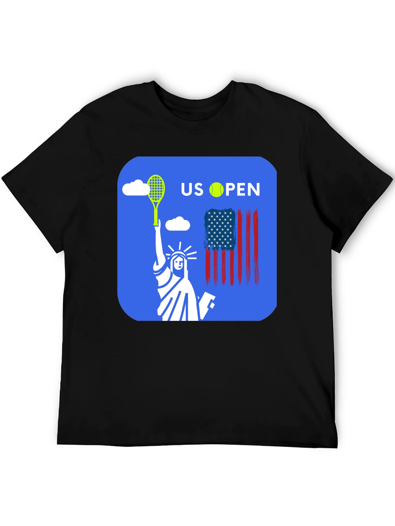 US Open Tennis T-Shirt Statue of Liberty Black Tee