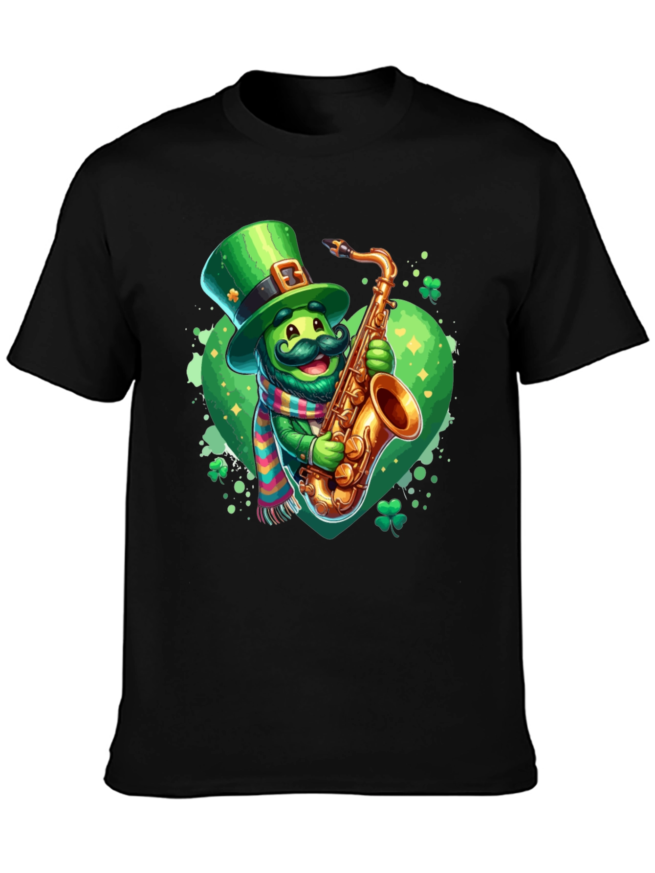 St. Patricks Day Leprechaun Saxophone Graphic Tee