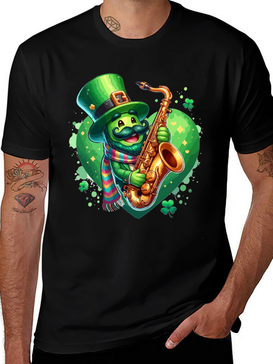 St. Patricks Day Leprechaun Saxophone Graphic Tee