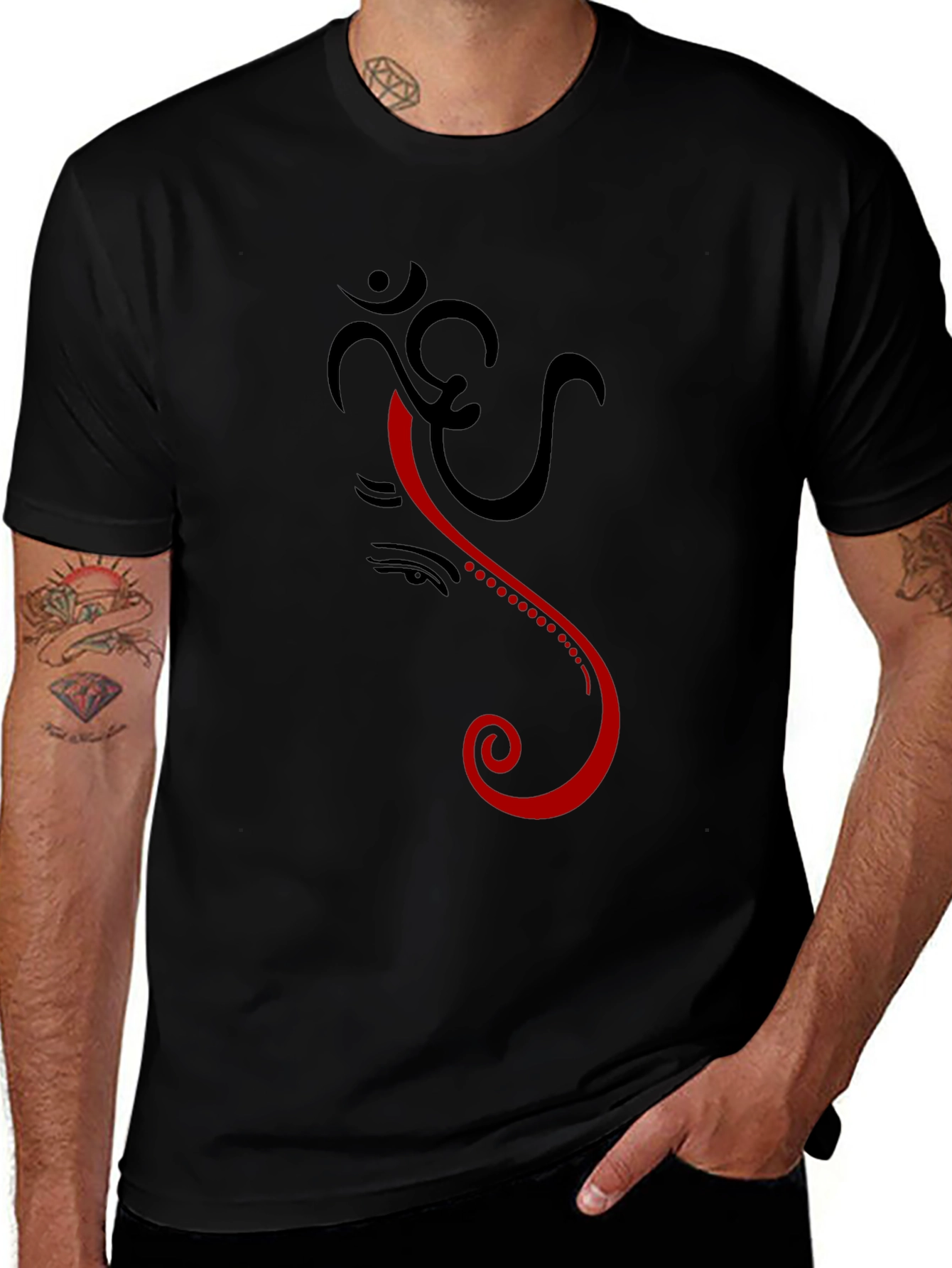 Om Ganesh Graphic Tee - Black Cotton Comfort