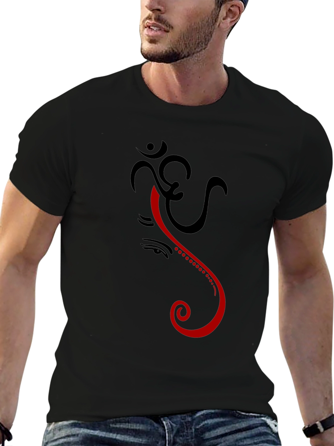Om Ganesh Graphic Tee - Black Cotton Comfort