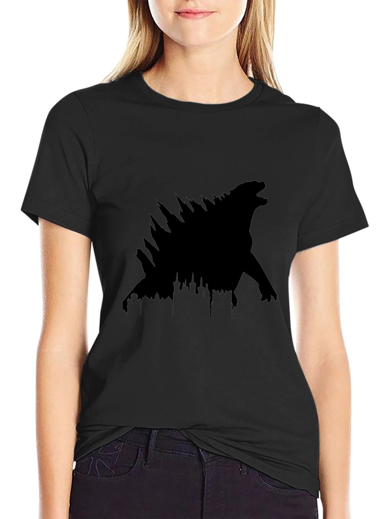 Godzilla Black Silhouette Graphic Tee