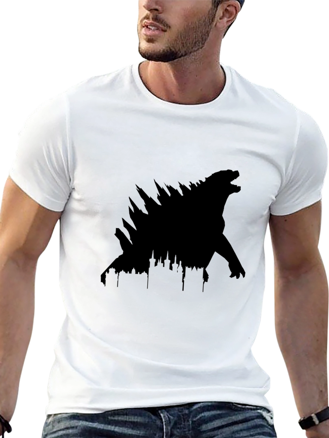 Godzilla Black Silhouette Graphic Tee