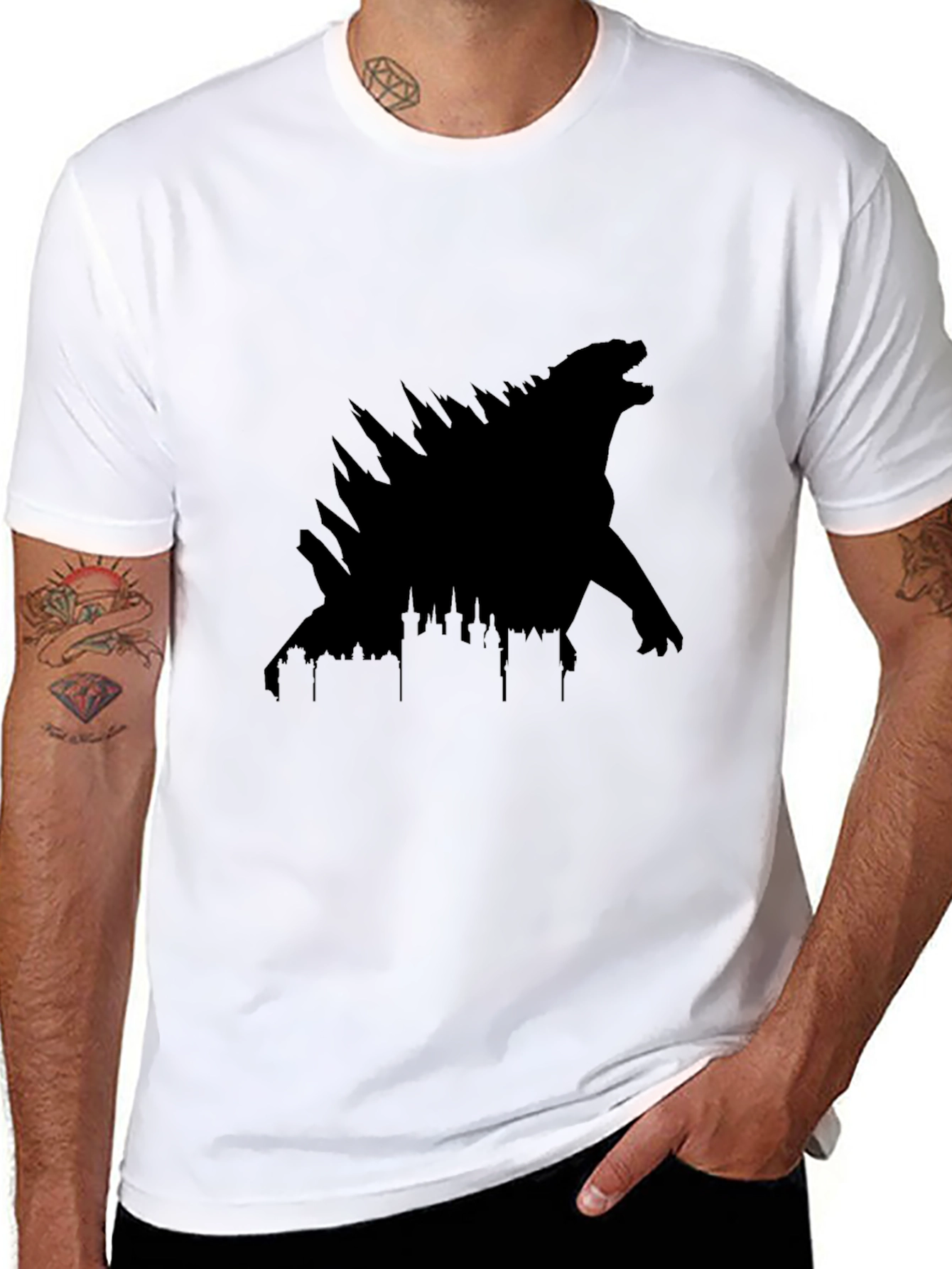 Godzilla Black Silhouette Graphic Tee