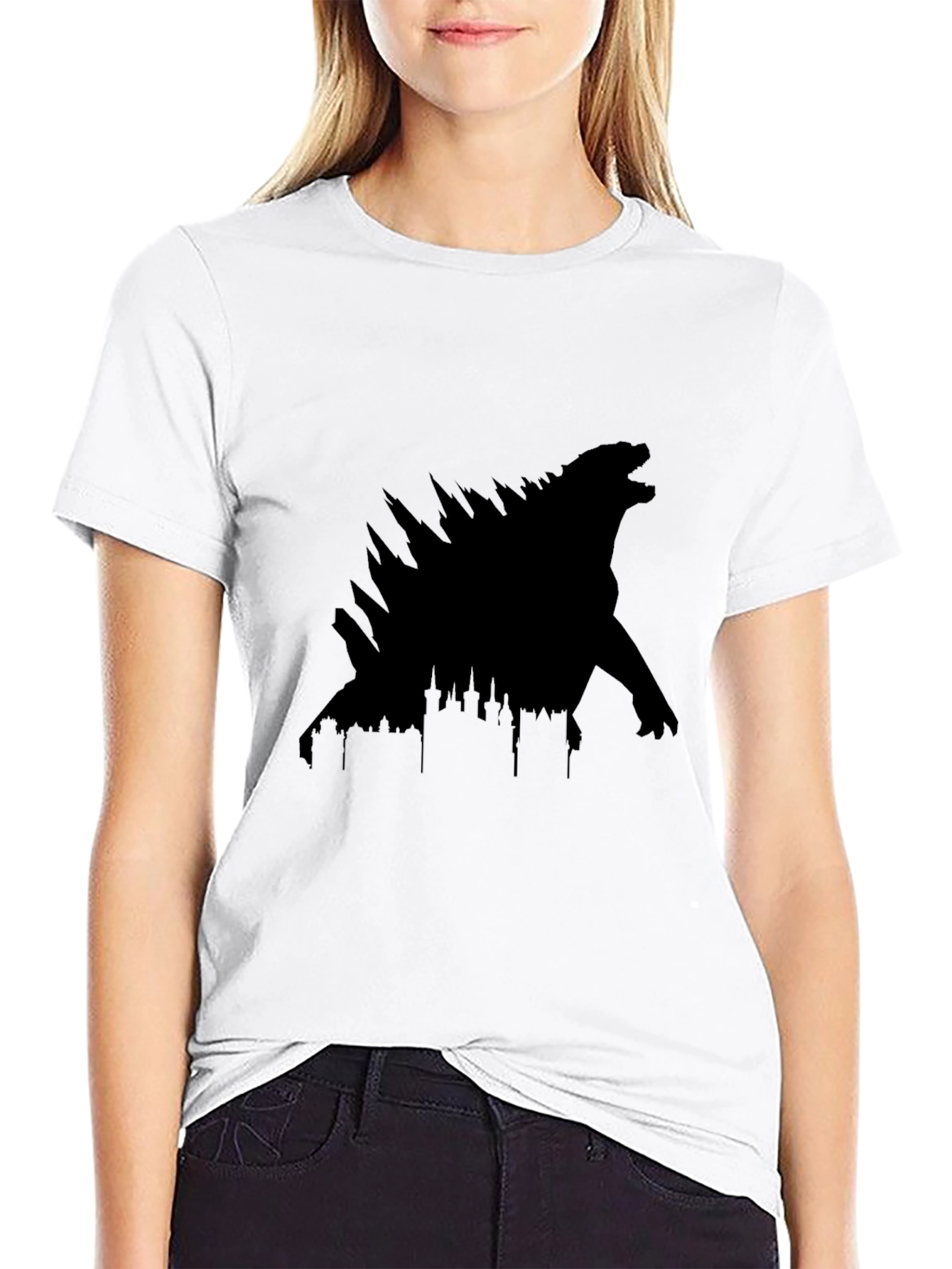 Godzilla Black Silhouette Graphic Tee