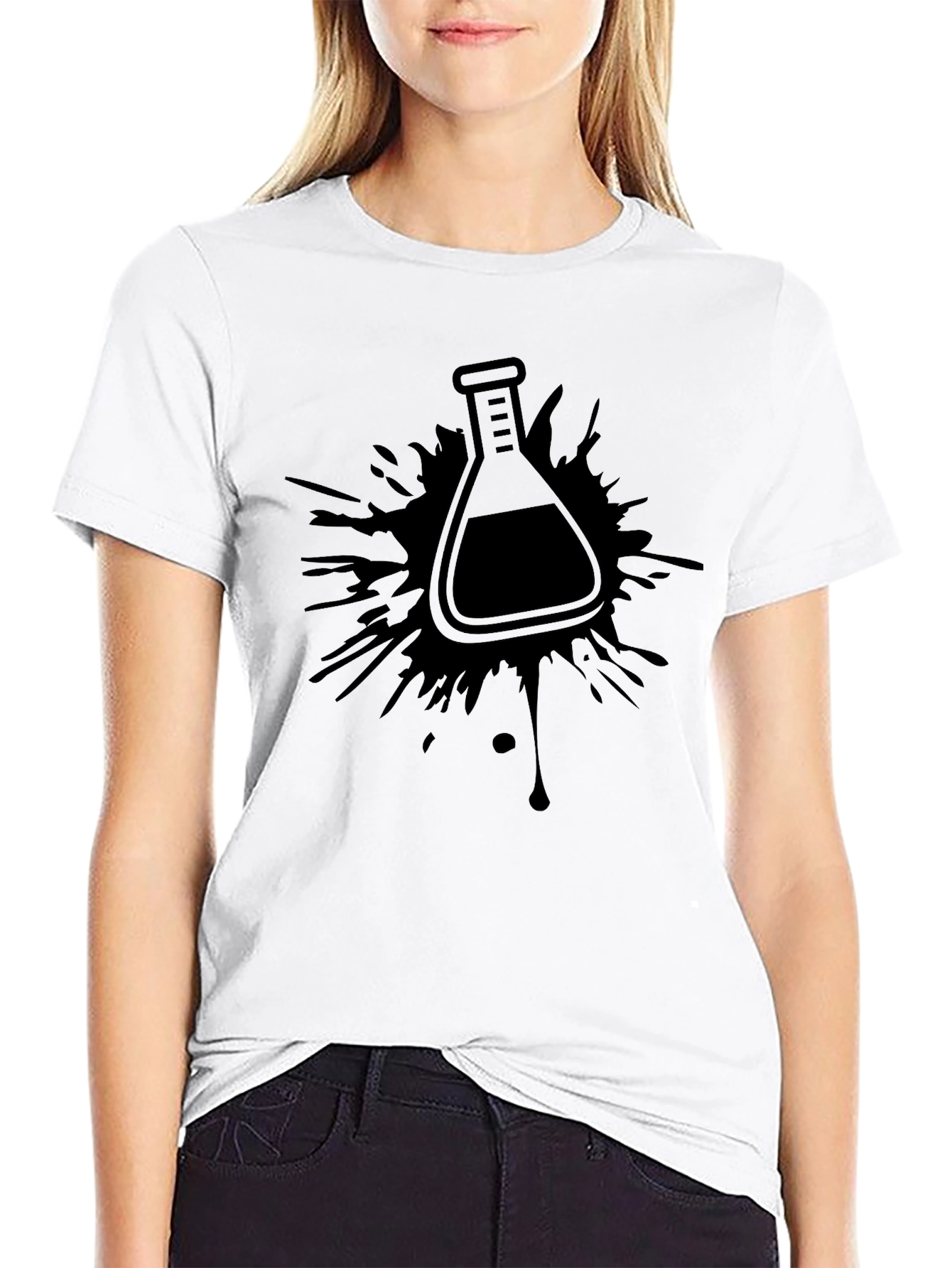 Science Beaker Splatter Graphic T-Shirt