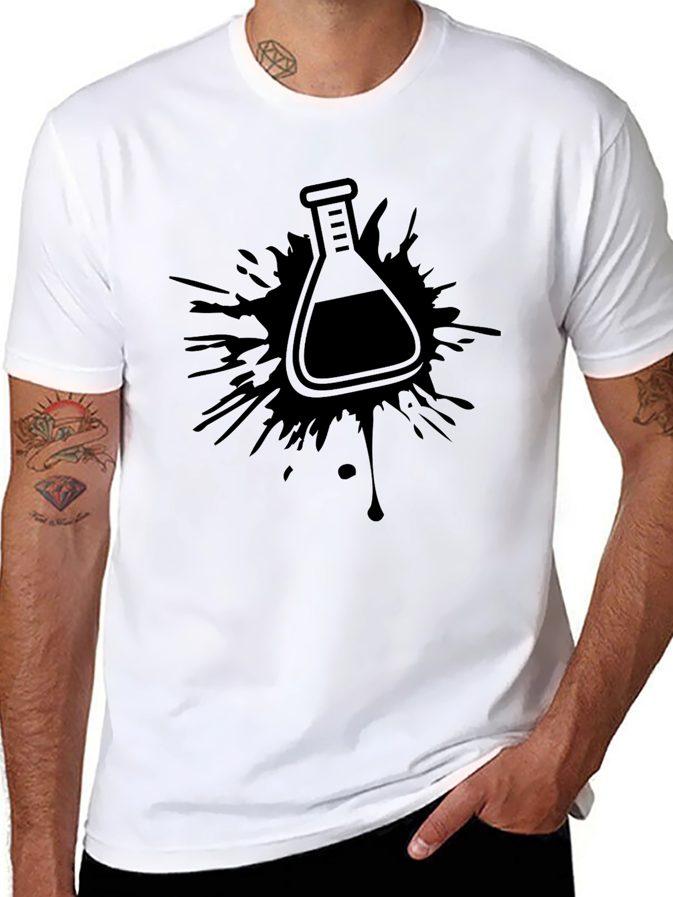 Science Beaker Splatter Graphic T-Shirt