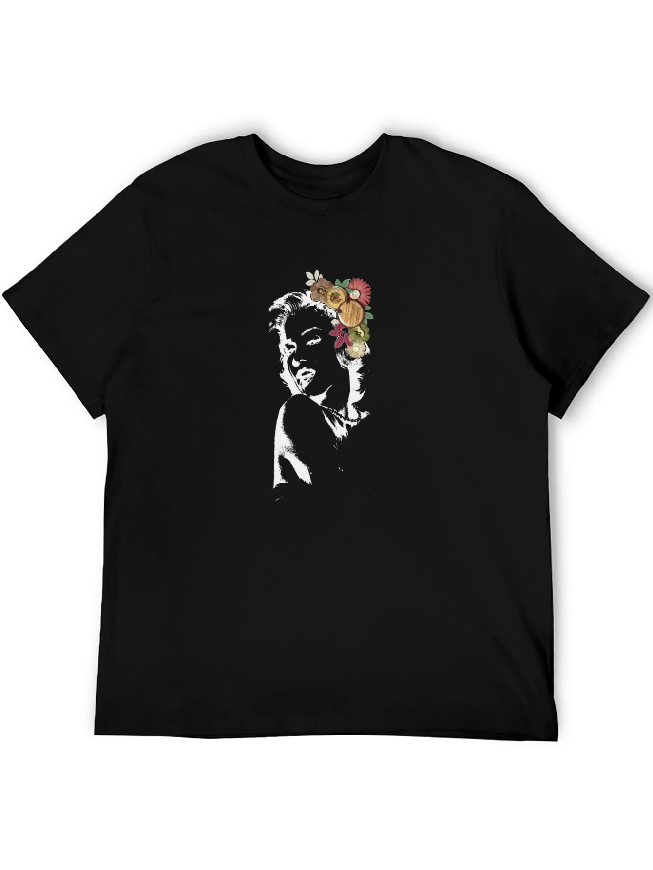 Marilyn Monroe Floral Black Graphic Tee