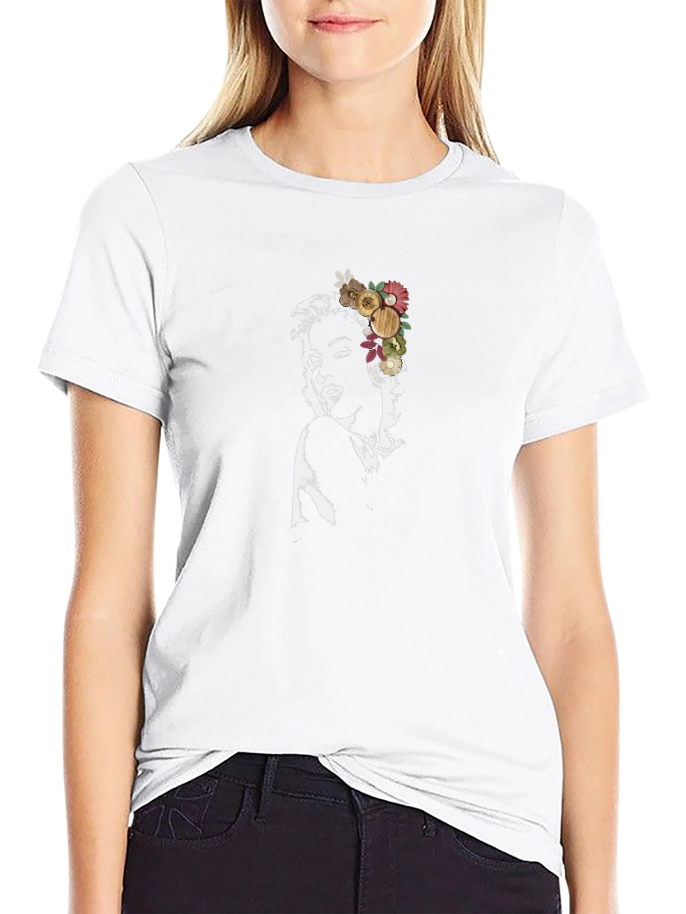 Marilyn Monroe Floral Black Graphic Tee