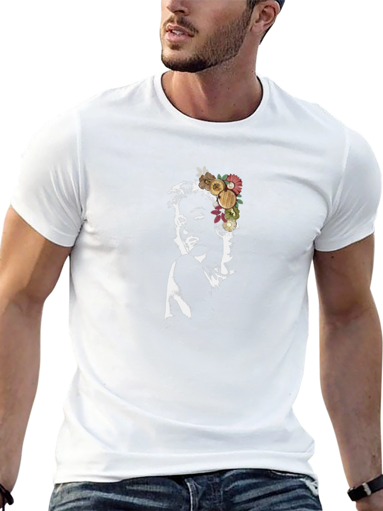 Marilyn Monroe Floral Black Graphic Tee