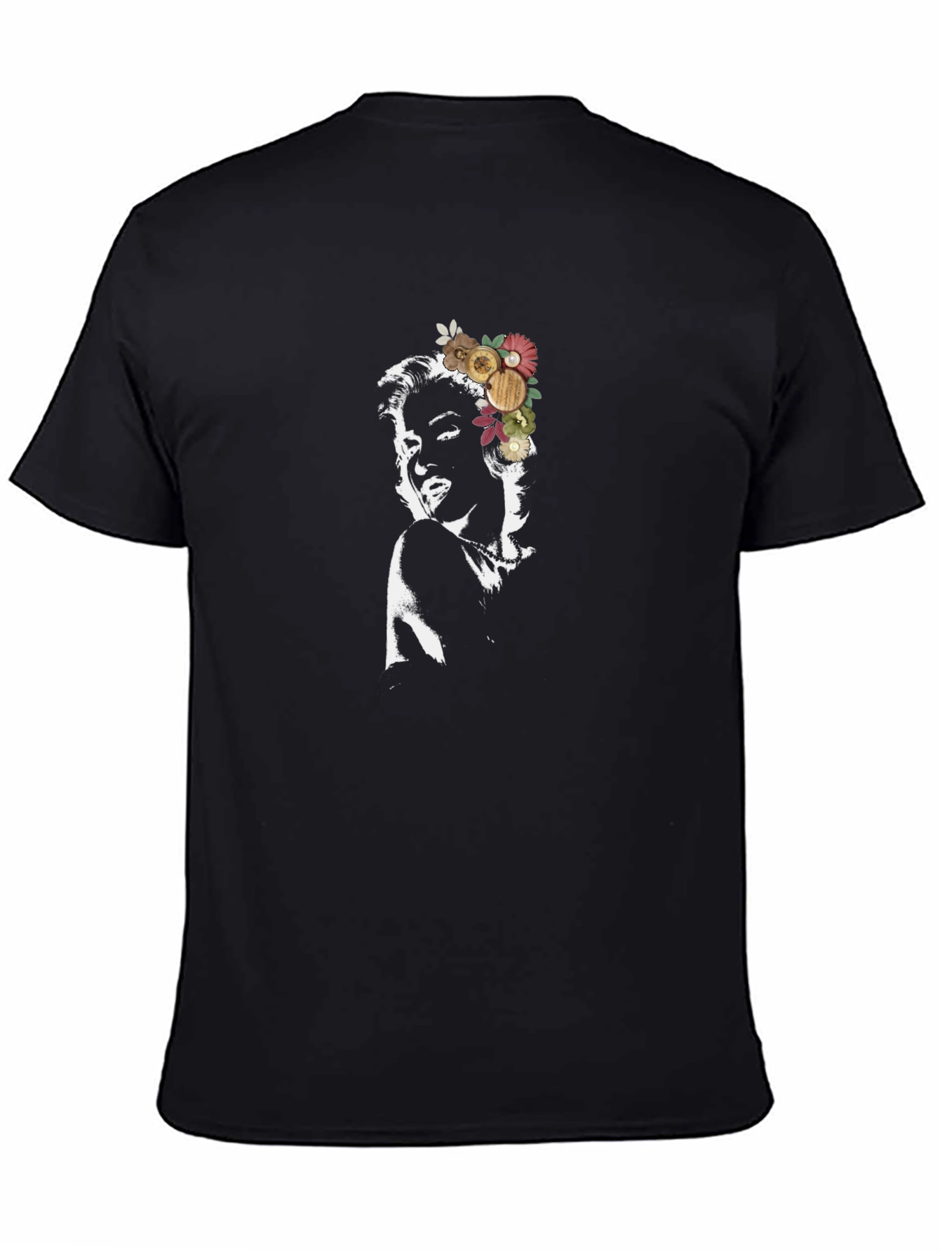 Marilyn Monroe Floral Black Graphic Tee