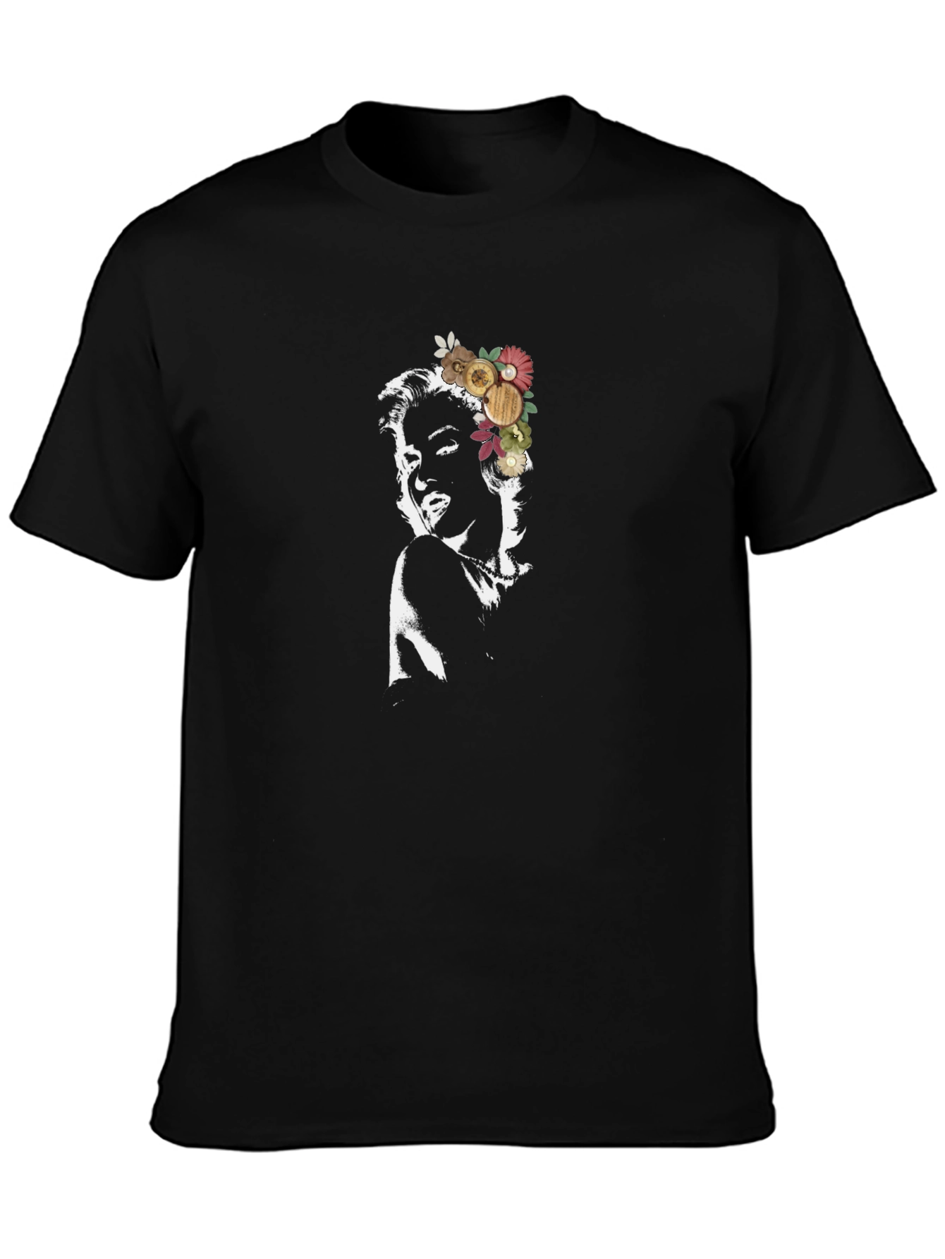 Marilyn Monroe Floral Black Graphic Tee