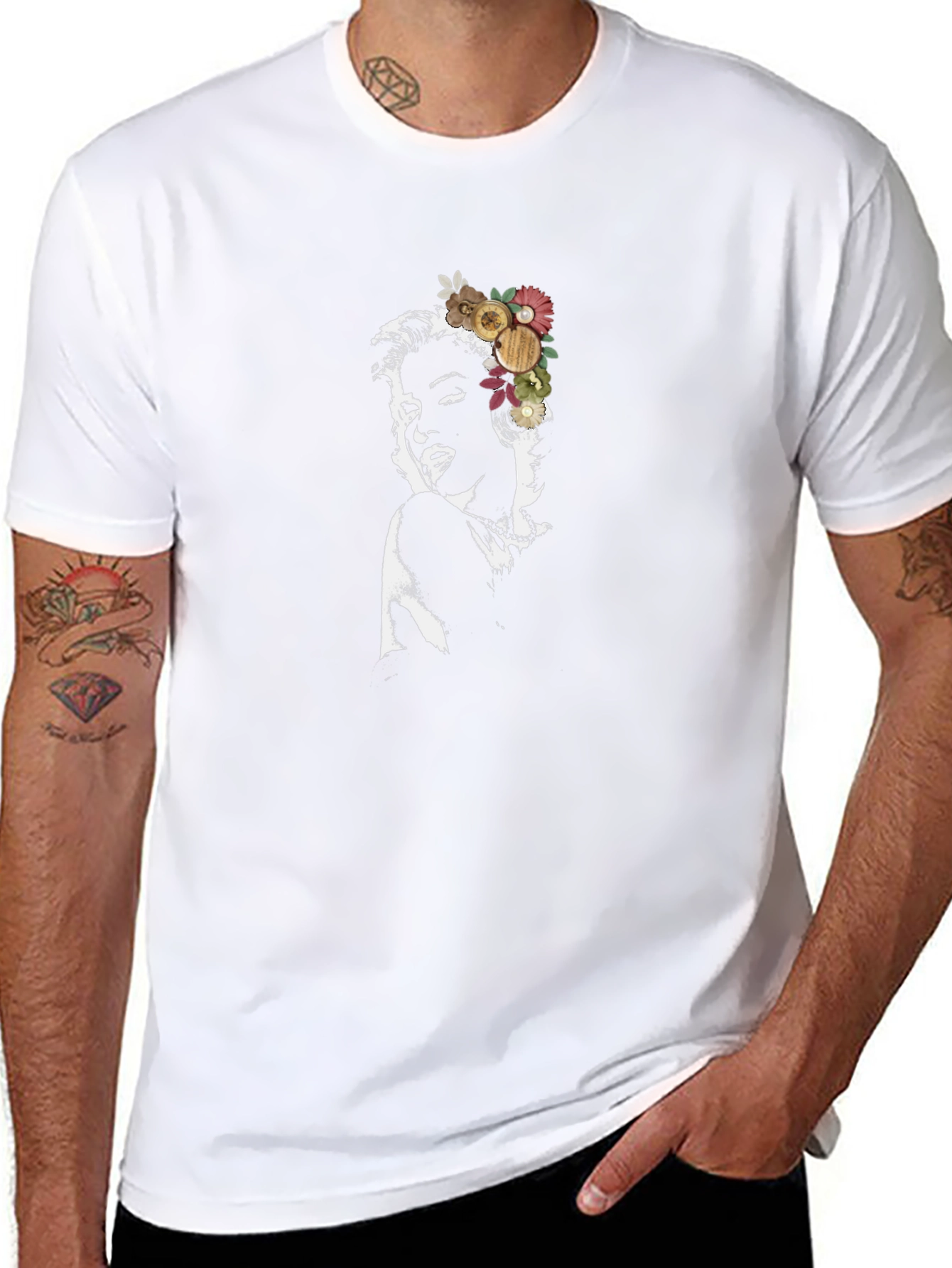 Marilyn Monroe Floral Black Graphic Tee