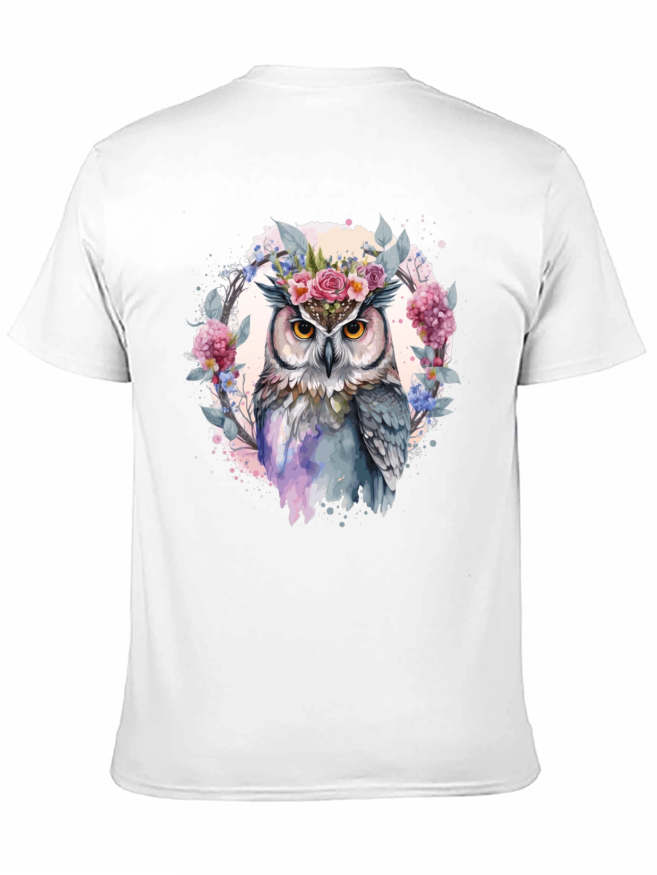 Floral Owl Graphic Tee - Mens Black T-Shirt