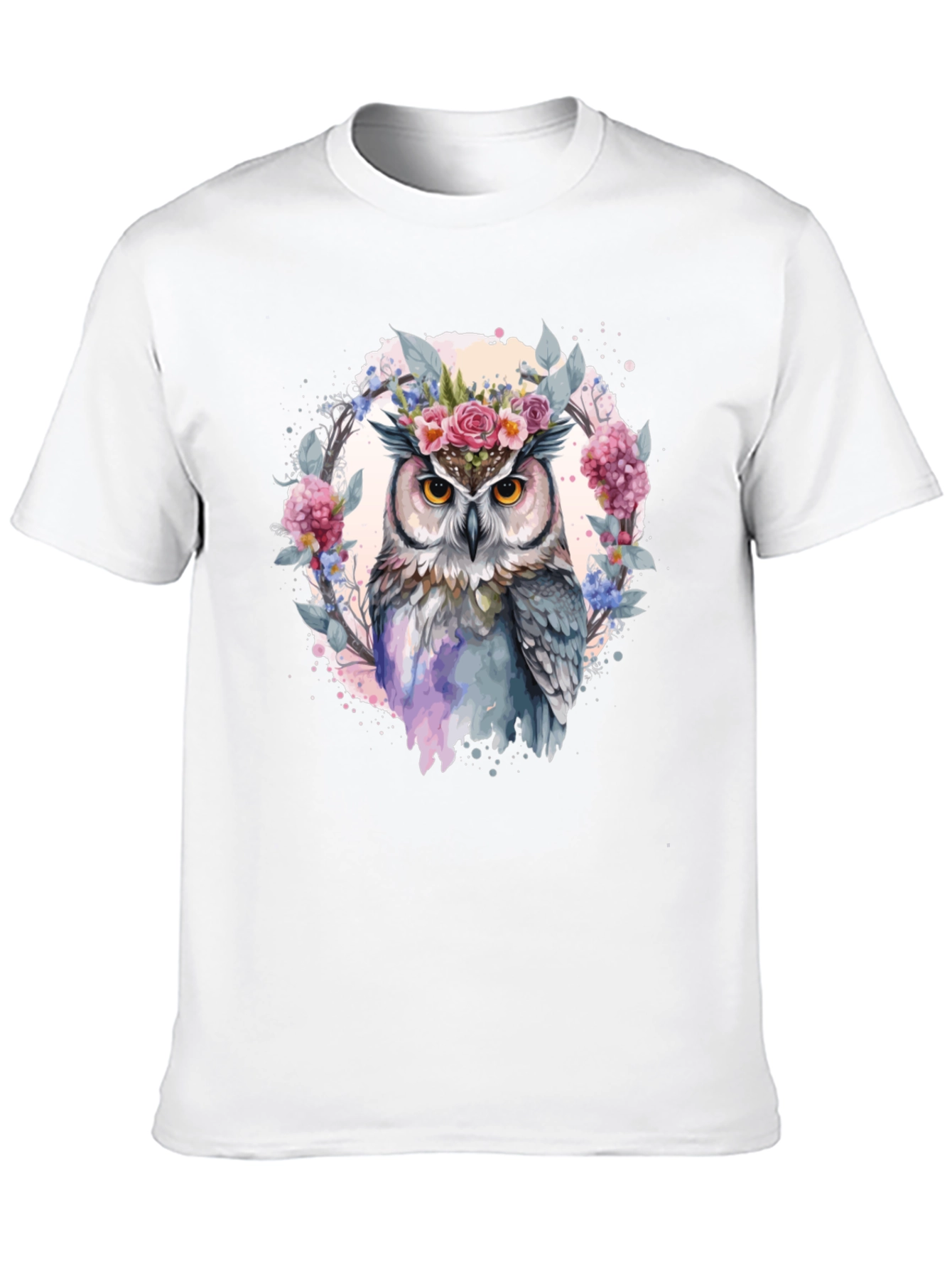 Floral Owl Graphic Tee - Mens Black T-Shirt