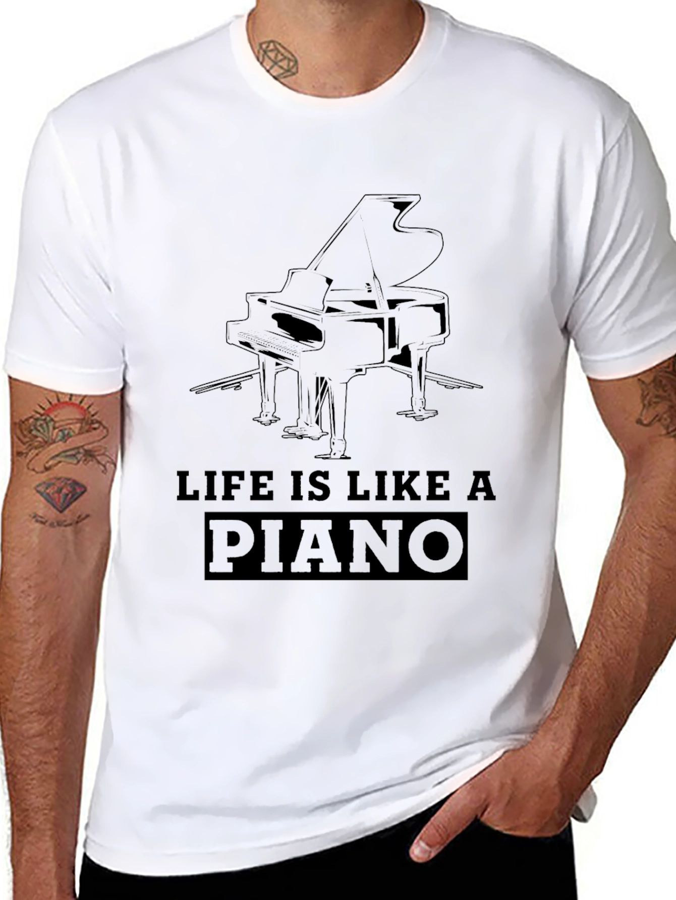 Life is Like a Piano Black T-Shirt