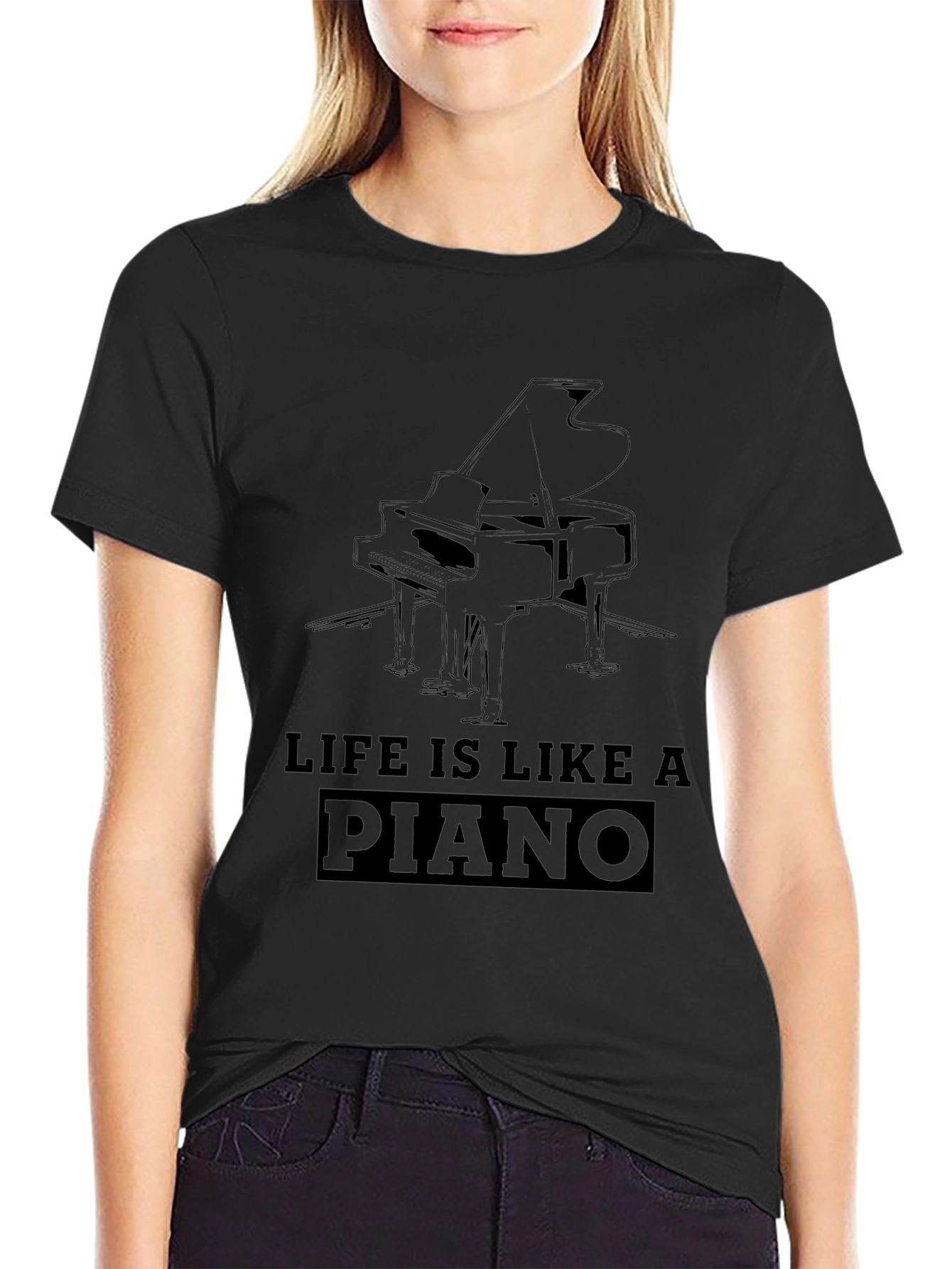 Life is Like a Piano Black T-Shirt