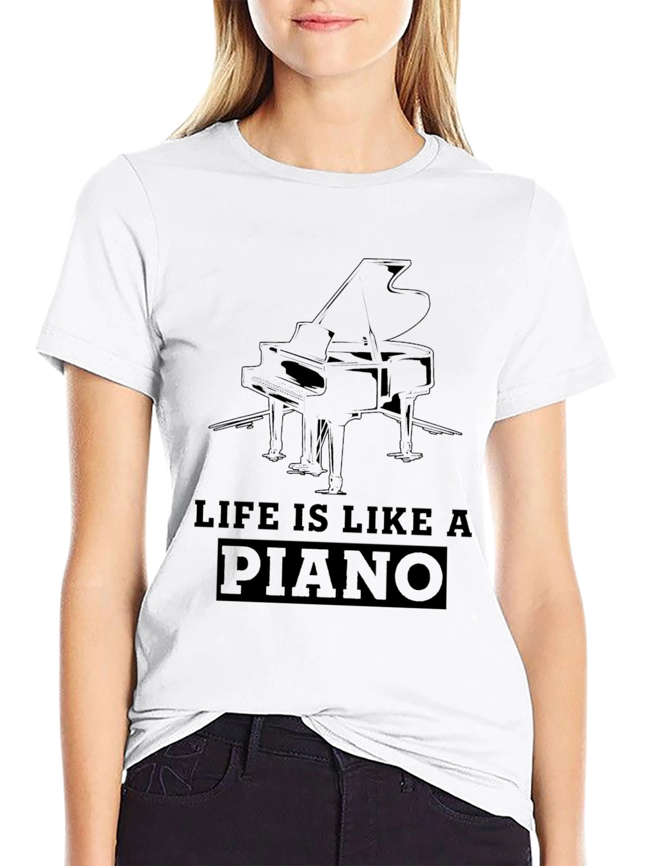 Life is Like a Piano Black T-Shirt