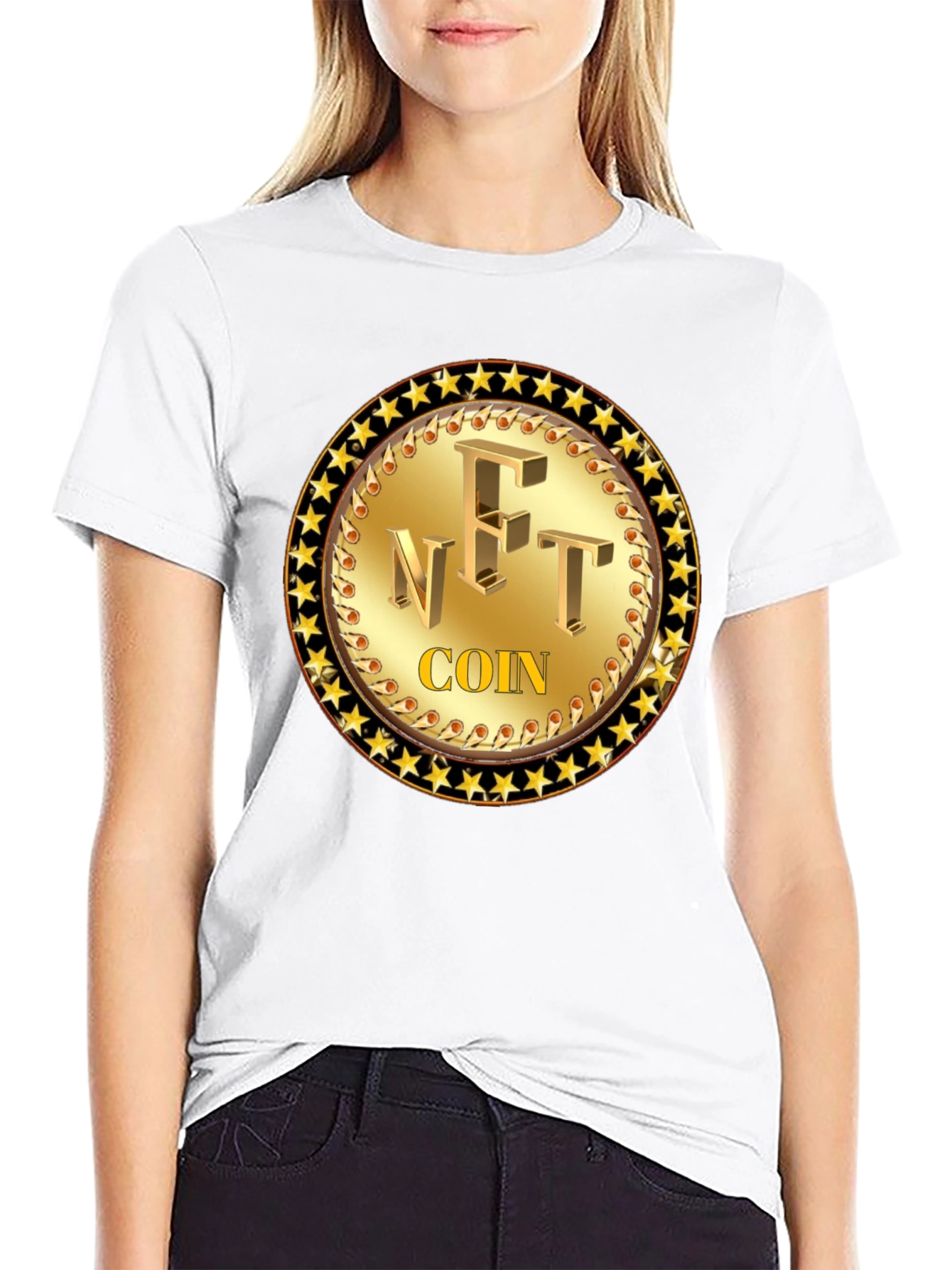 NFT Coin Graphic Tee - Golden Collectible Design
