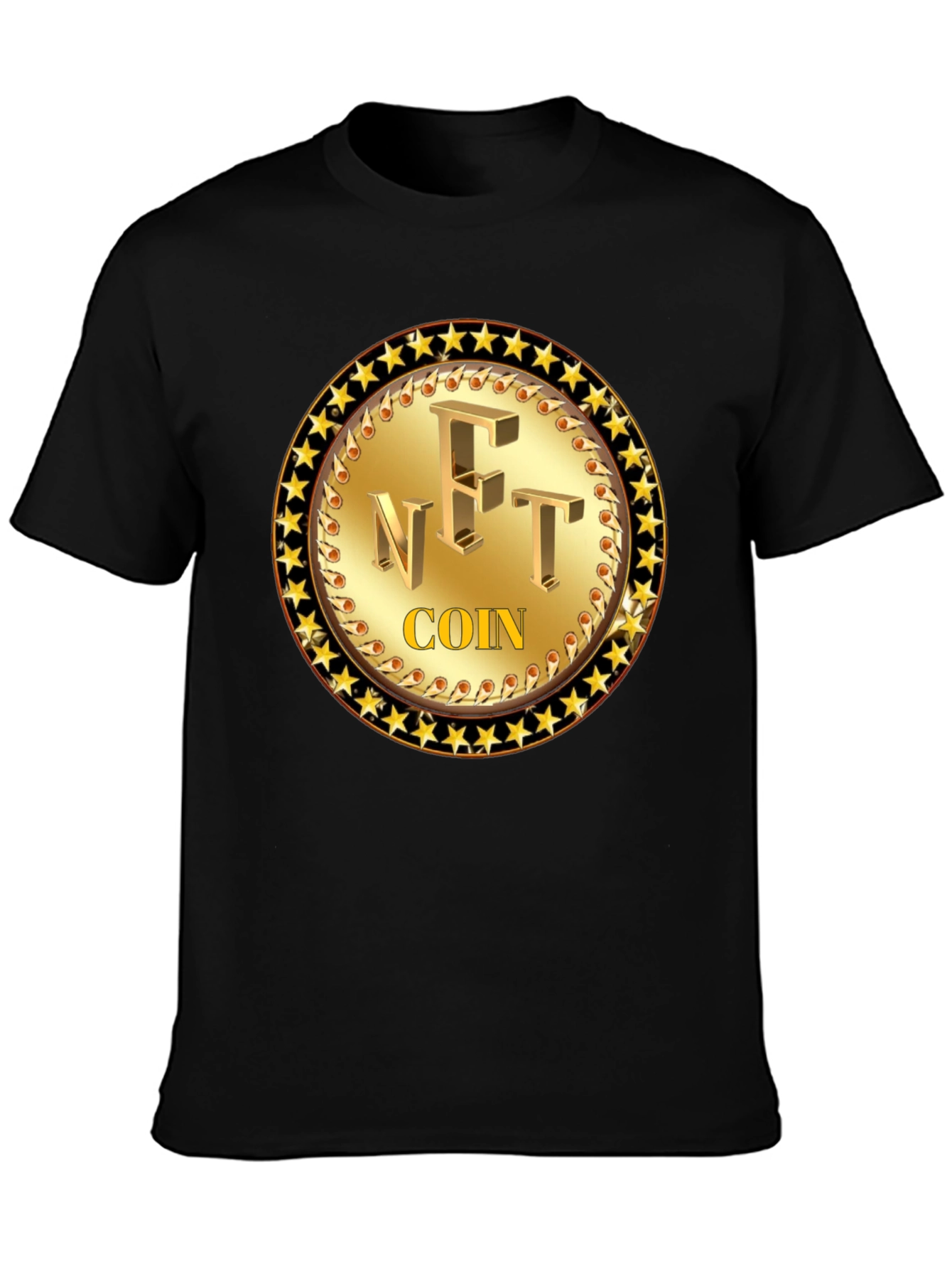 NFT Coin Graphic Tee - Golden Collectible Design