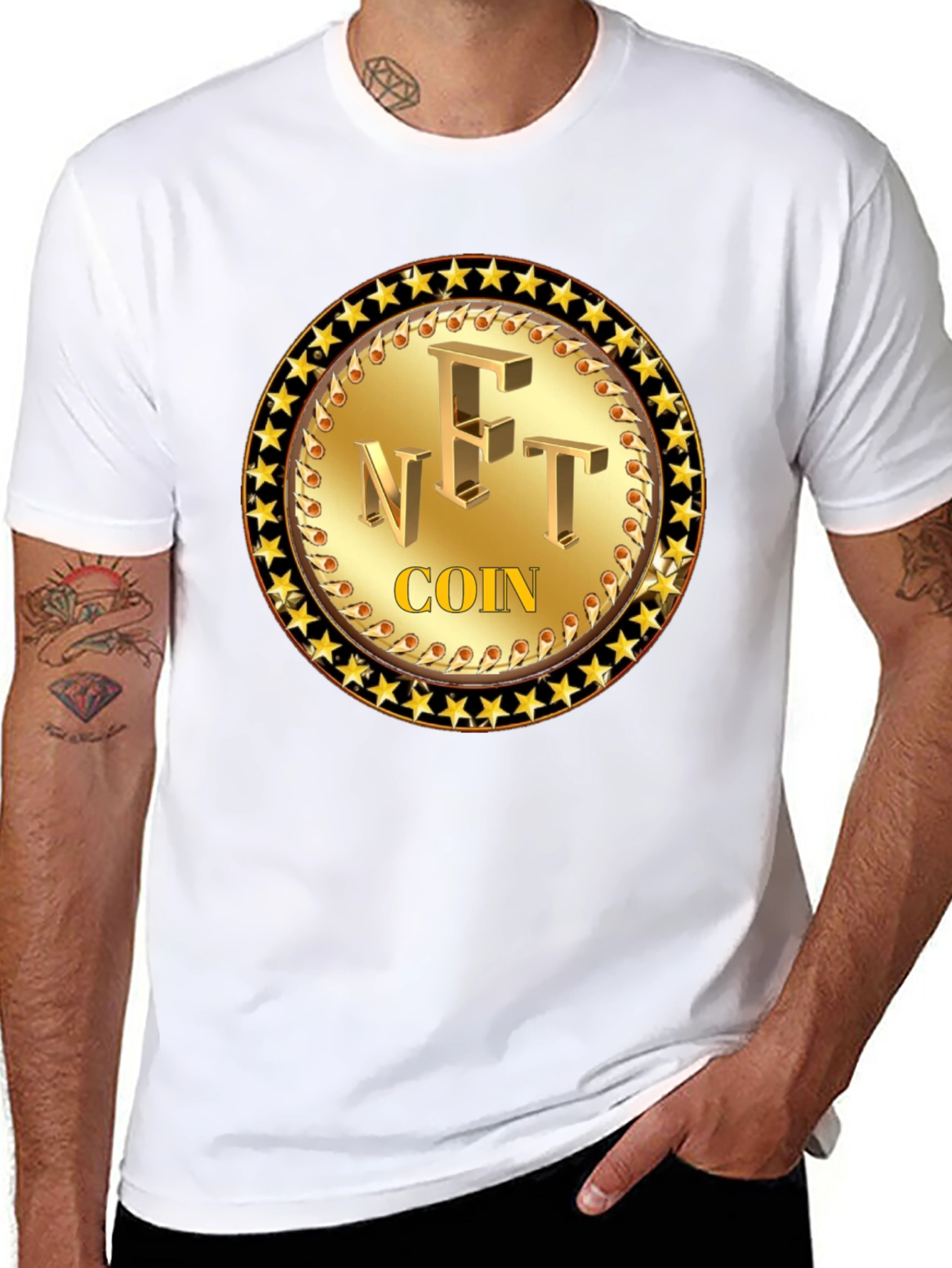 NFT Coin Graphic Tee - Golden Collectible Design