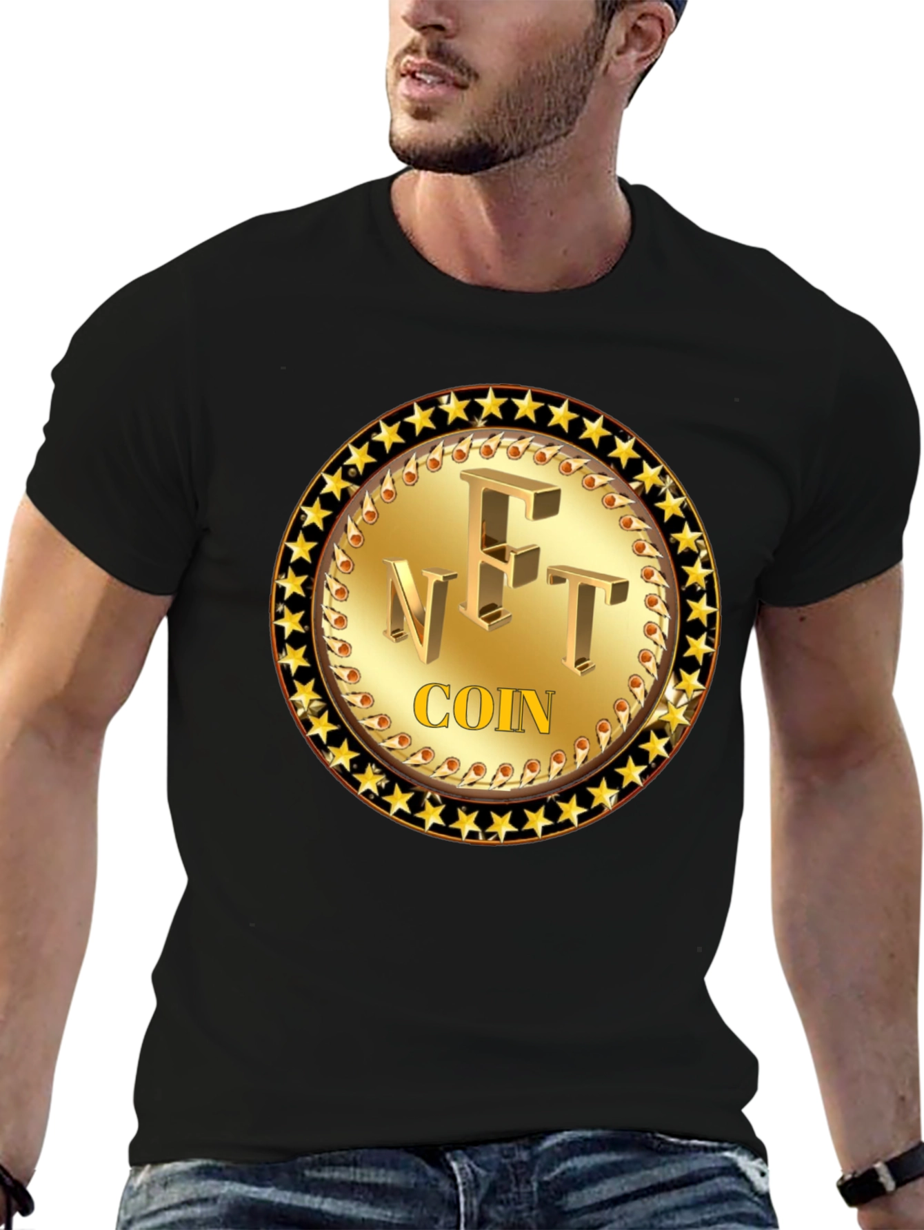 NFT Coin Graphic Tee - Golden Collectible Design