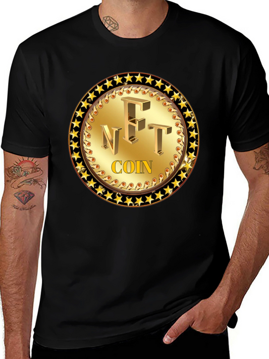 NFT Coin Graphic Tee - Golden Collectible Design