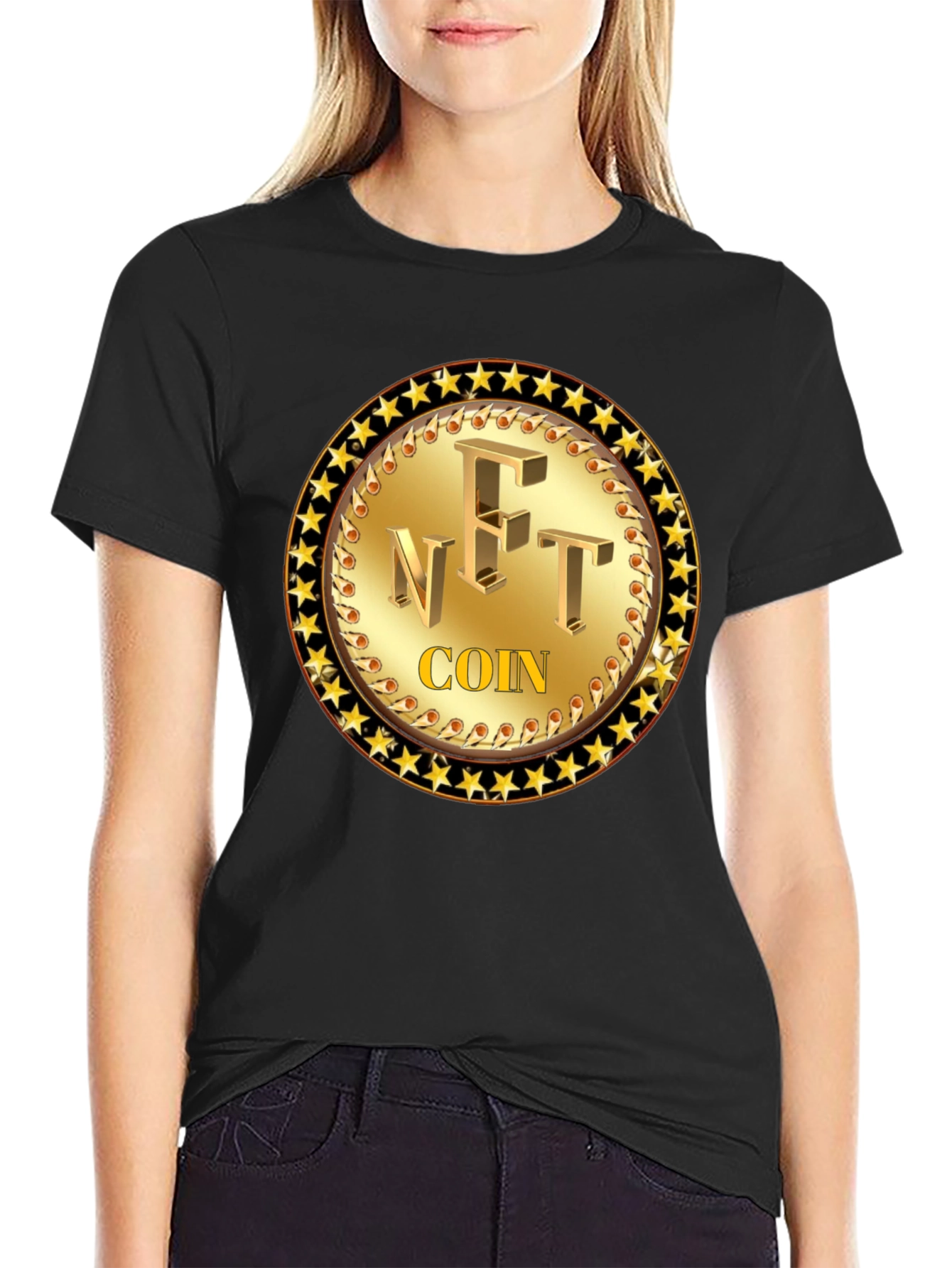 NFT Coin Graphic Tee - Golden Collectible Design