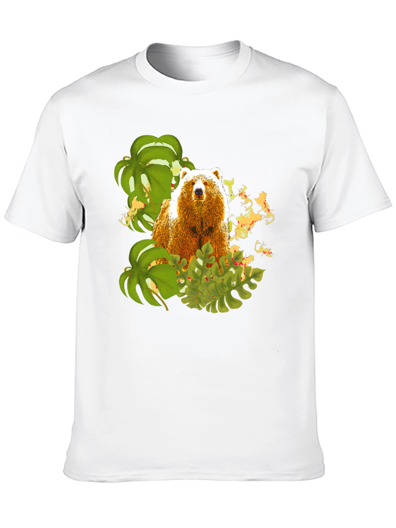 Bear and Tropical Leaves Graphic Tee