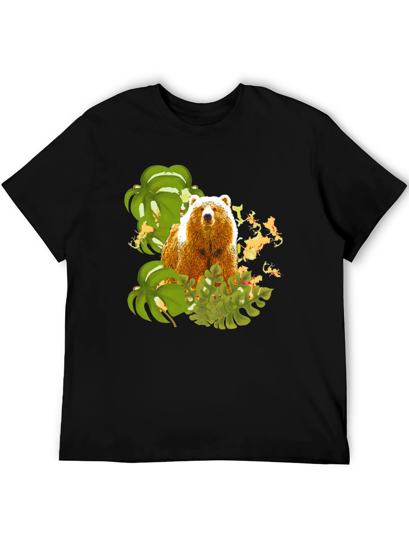 Bear and Tropical Leaves Graphic Tee
